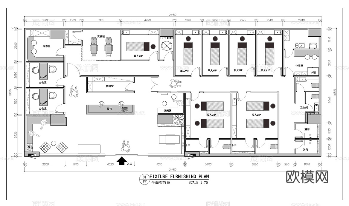 美容会所 最新平面施工图合集cad施工图