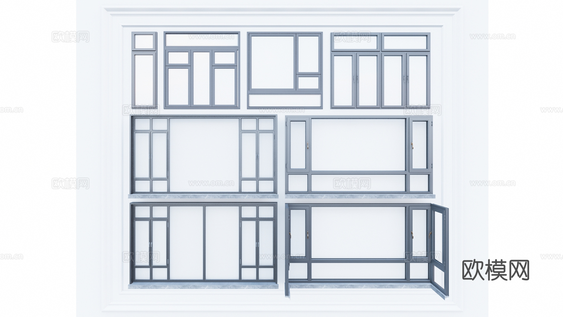 卧室 客厅 家装 五金 窗 推拉门 构件 卫生间 门su模型