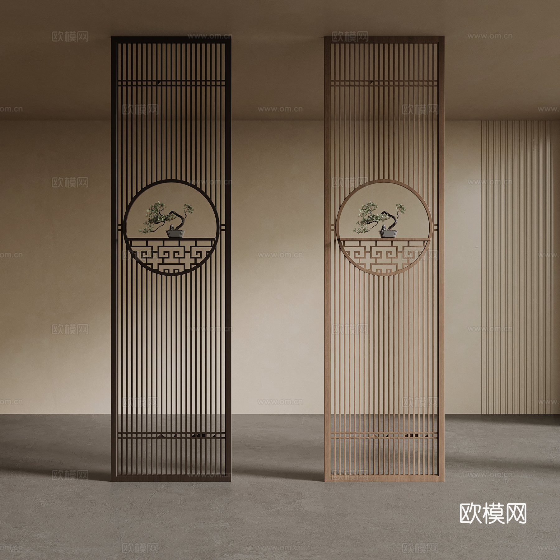 新中式隔断su模型