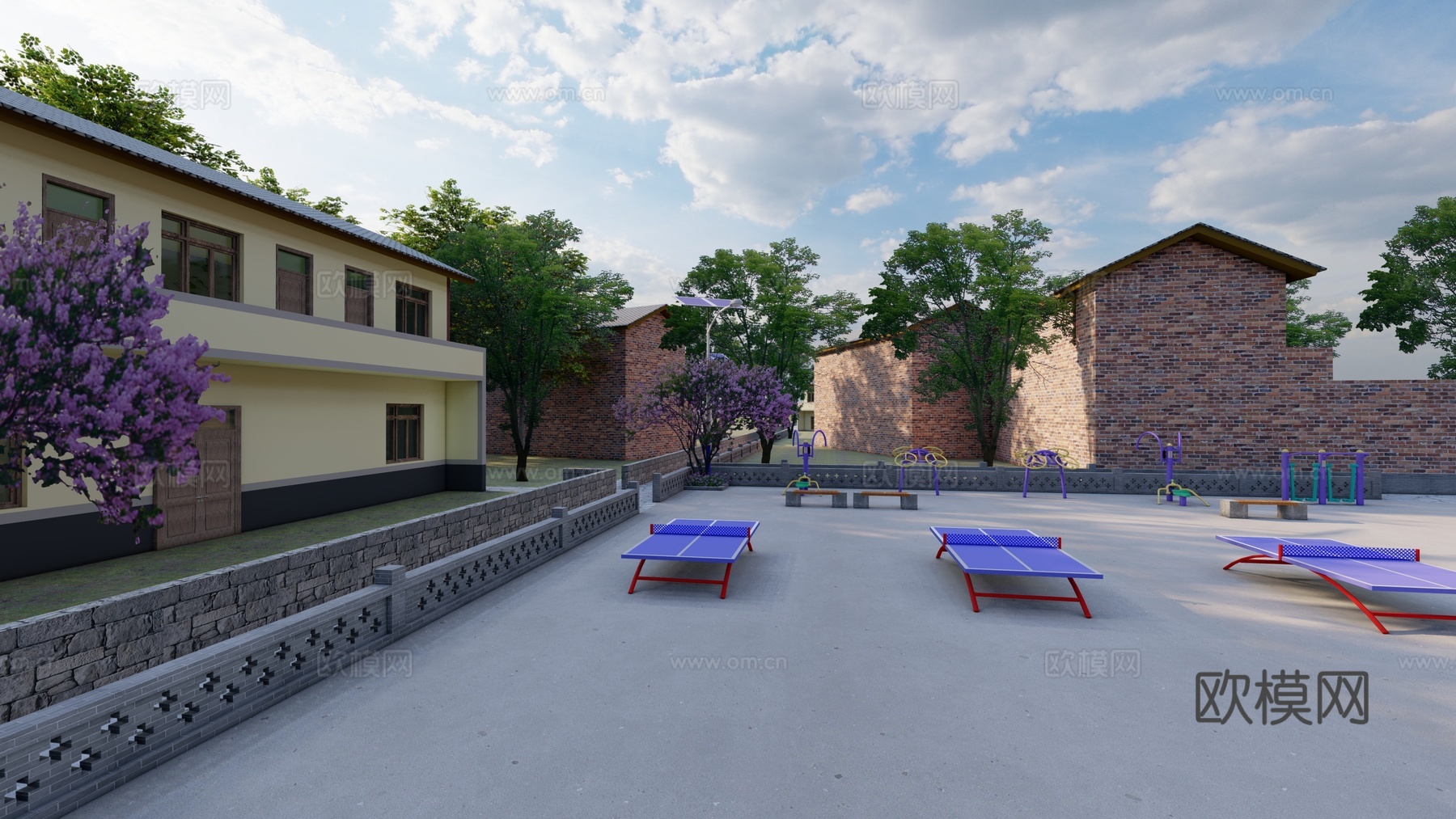 乡村文体晒坝su模型