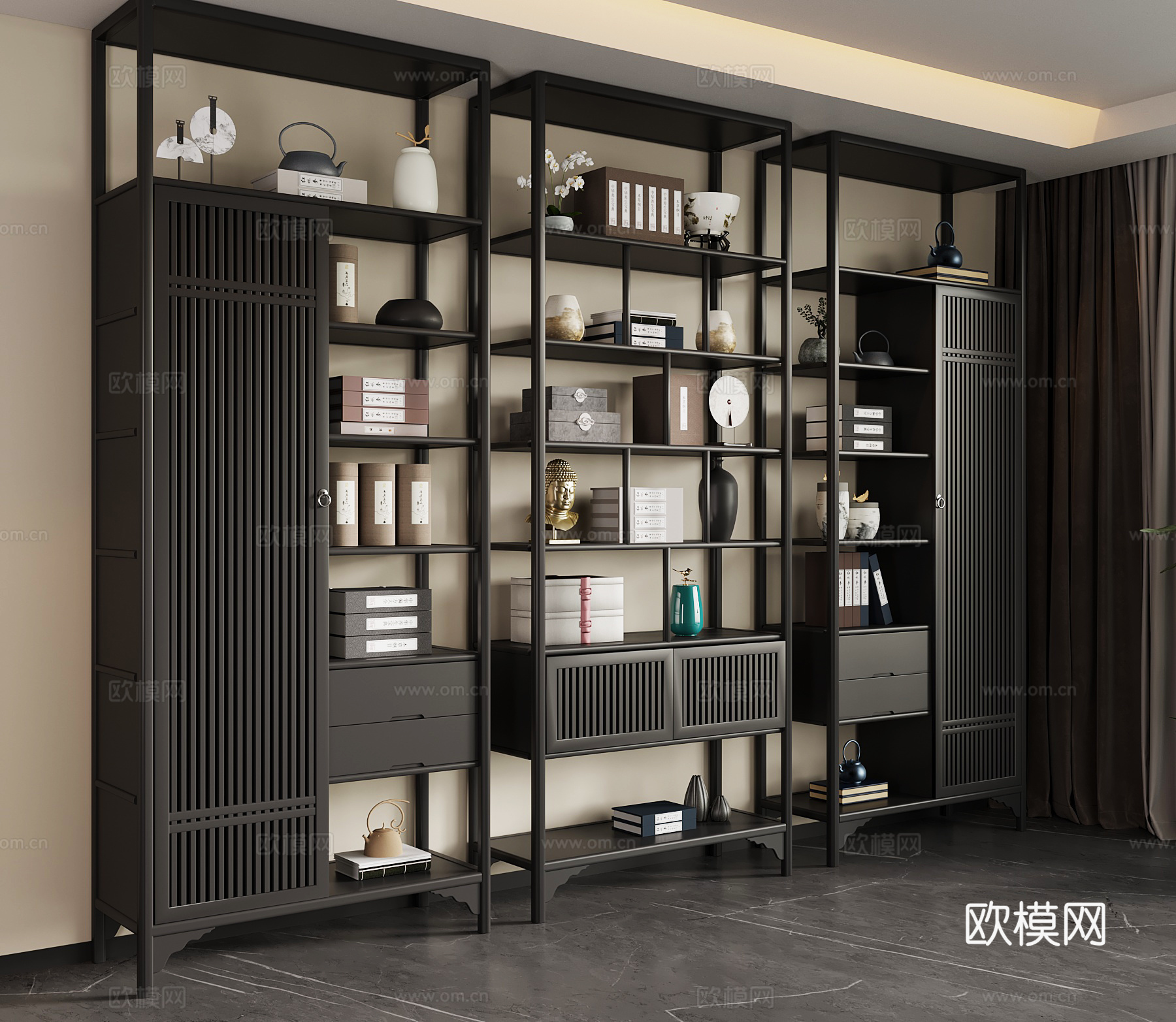 新中式博古架su模型