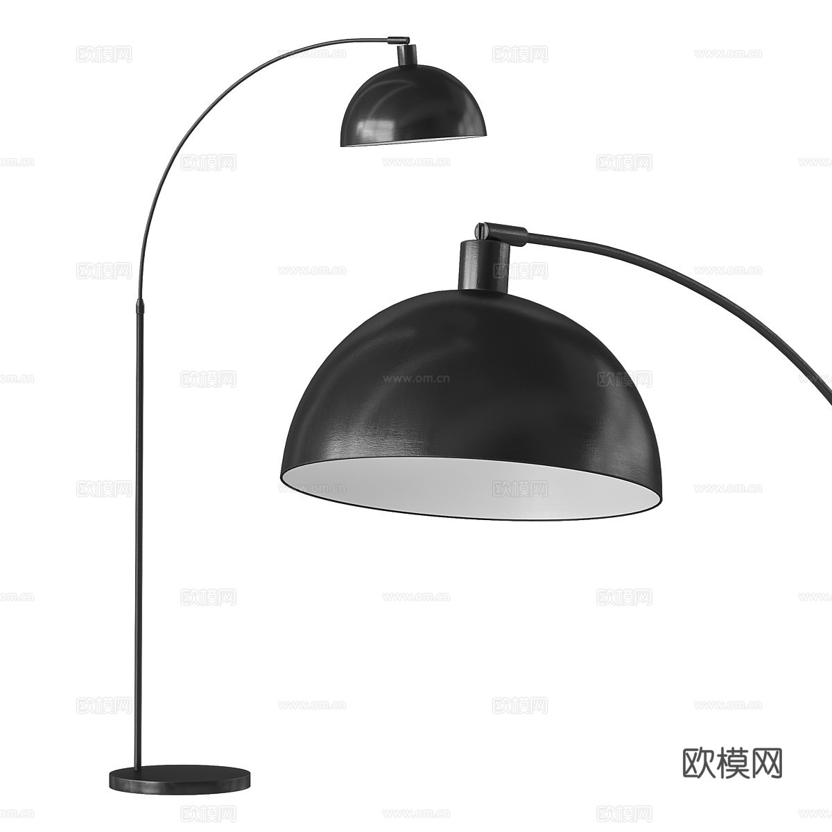 现代意式极简 Greno 黑色落地灯3d模型下载（渲染图1）