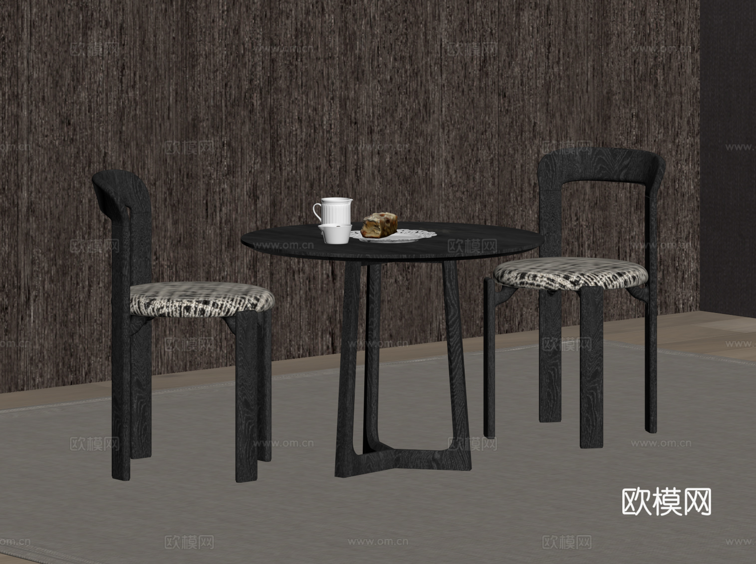 现代休闲桌椅 洽谈桌椅su模型