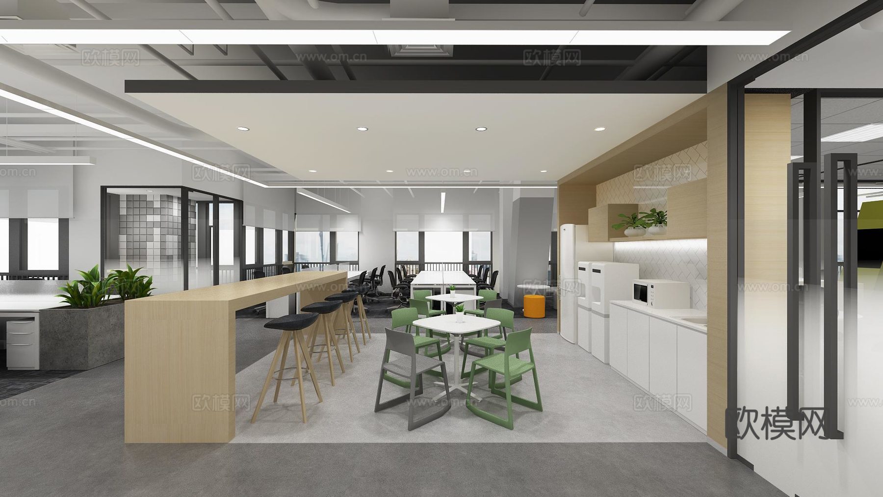 1200平办公室 最新全套施工图 效果图合集cad施工图