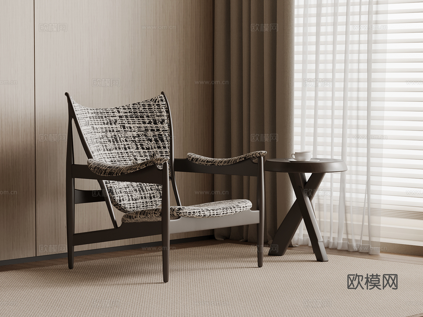 中古风休闲椅 沙发椅su模型