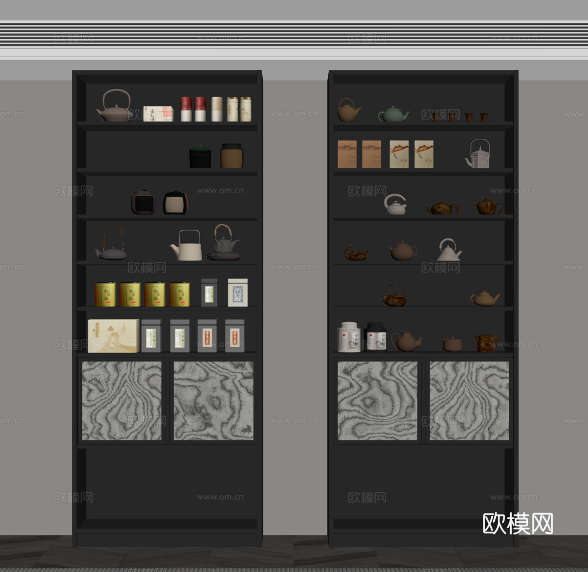 现代意式茶柜su模型