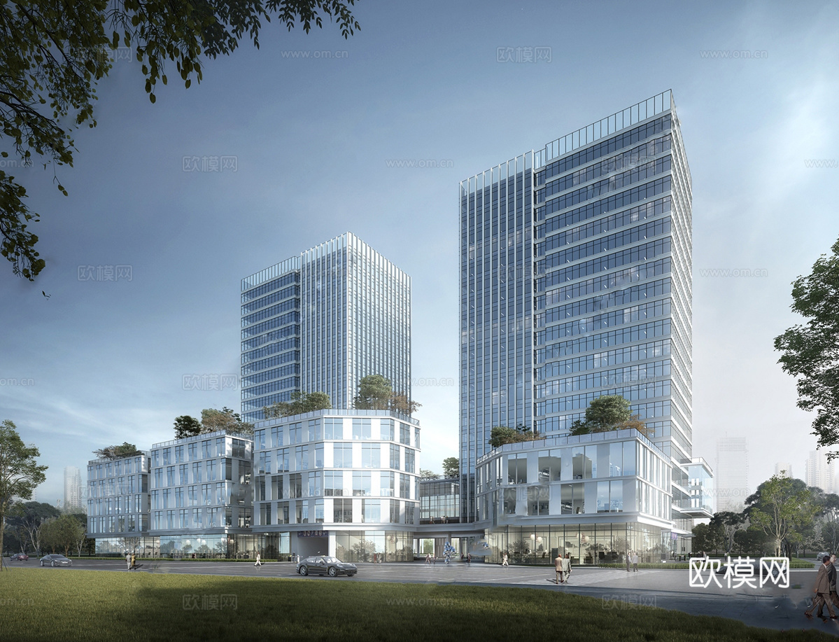 现代高层办公楼 写字楼建筑 商业综合体su模型