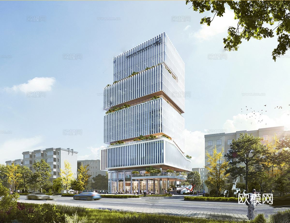 现代高层办公楼 写字楼建筑 总部办公楼su模型