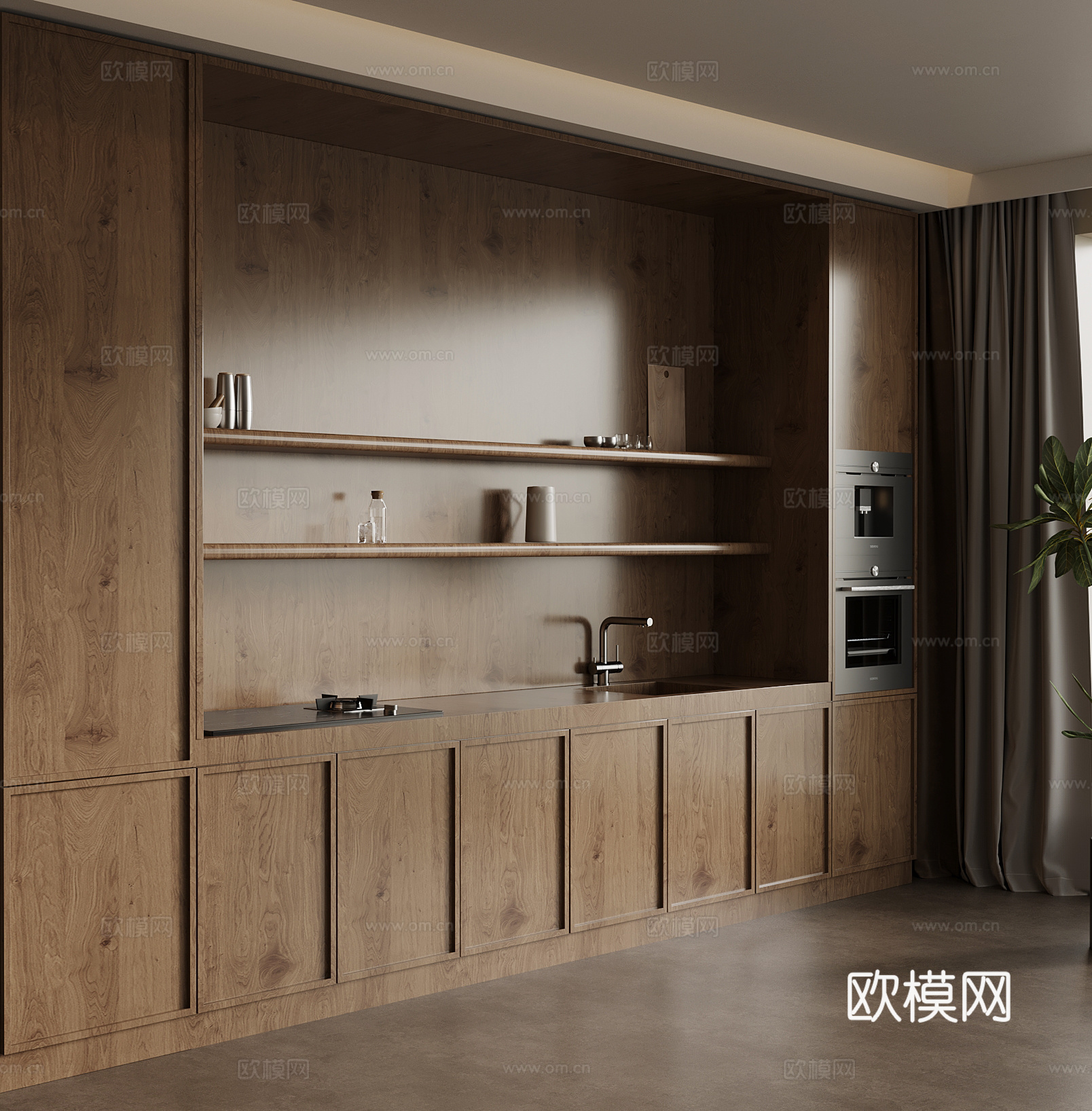 中古风餐边柜 橱柜su模型