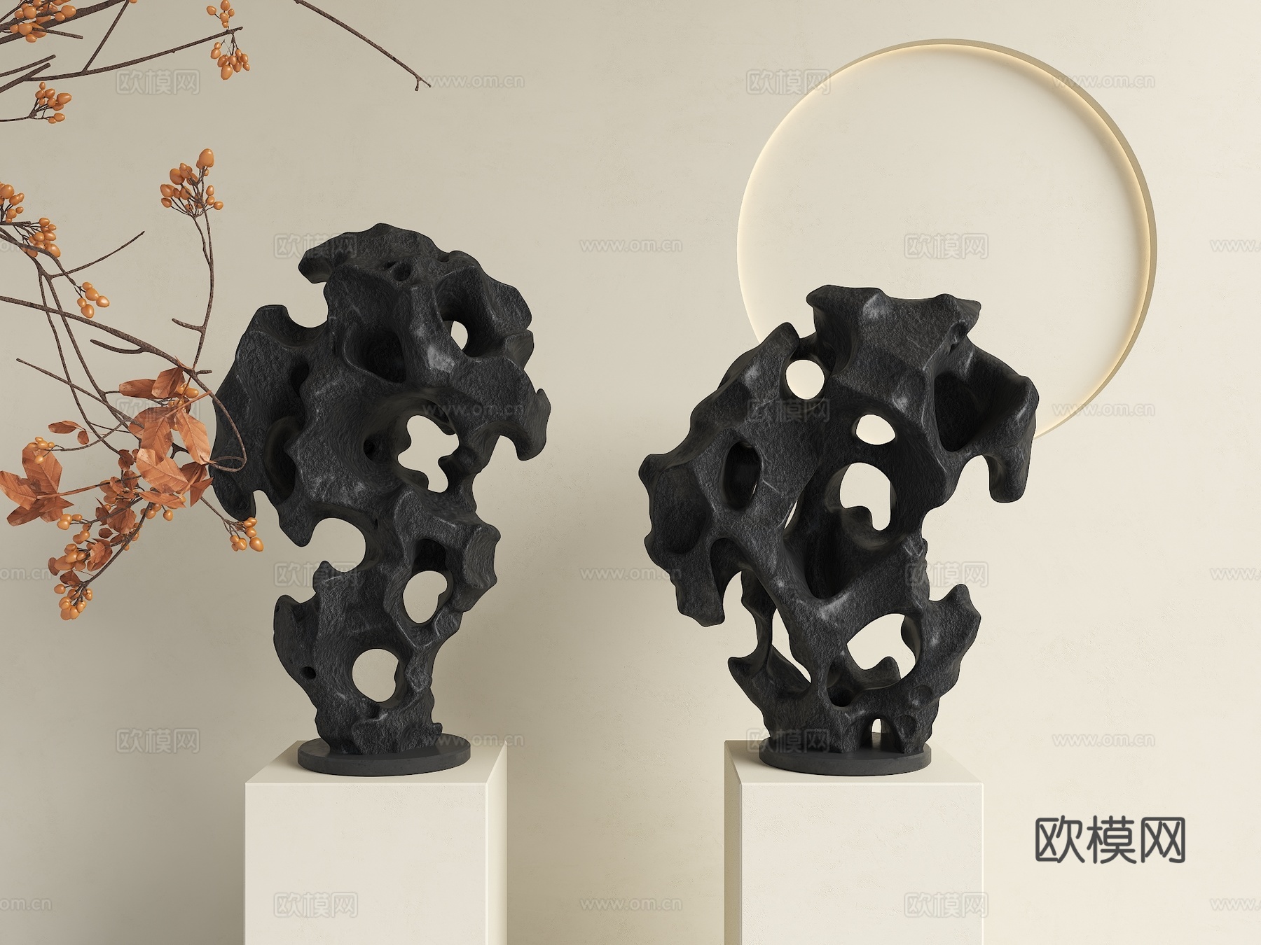 中式雕塑摆件 太湖石摆件 石头装饰摆件 中古风摆件 新中式雕su模型