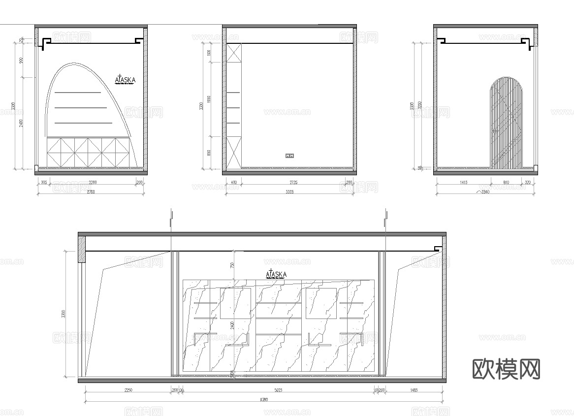 美容院 最新全套施工图 效果图合集cad施工图