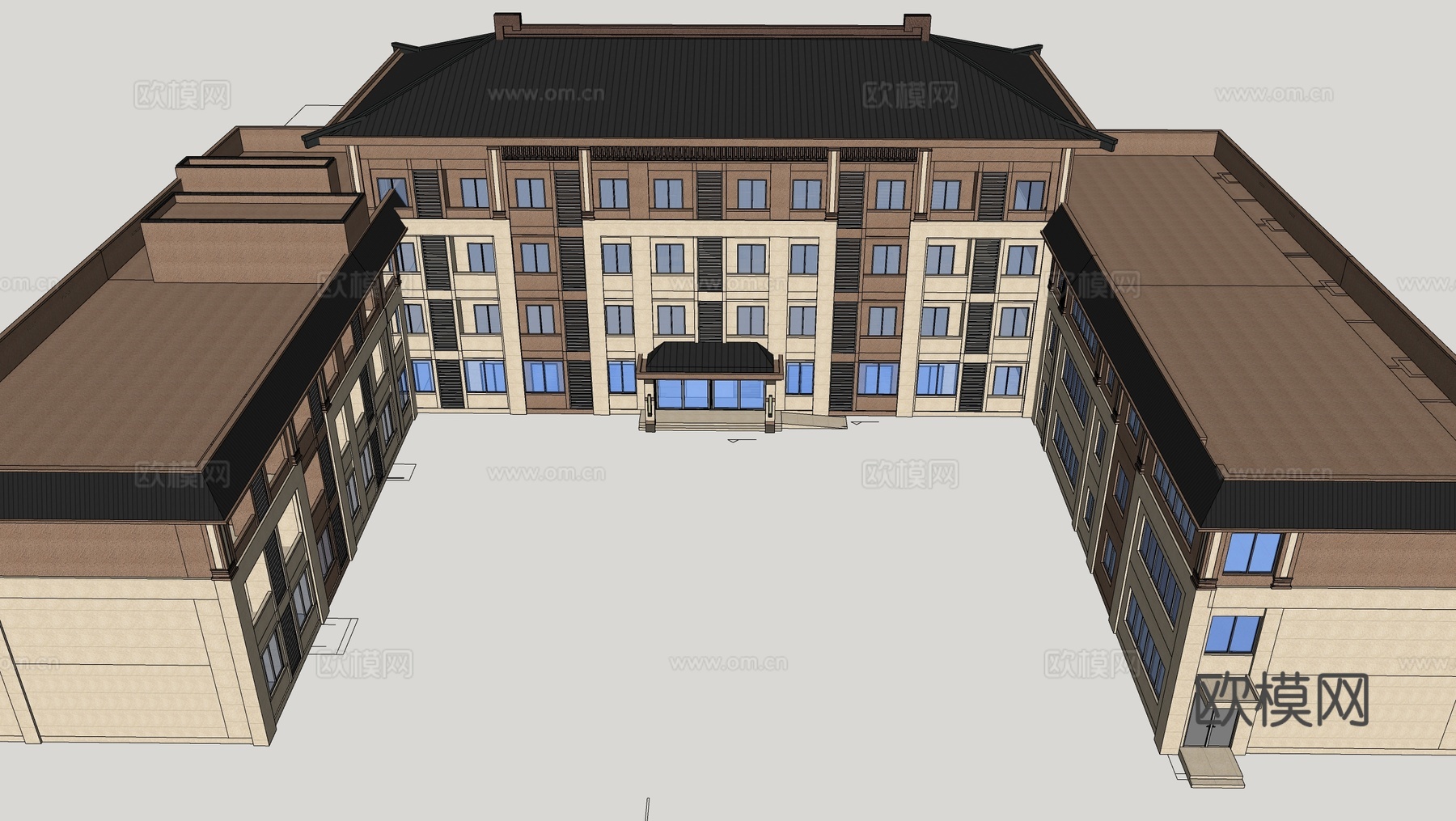 现代社区养老院建筑 福利院建筑 适老建筑 康养中心 老年公寓su模型