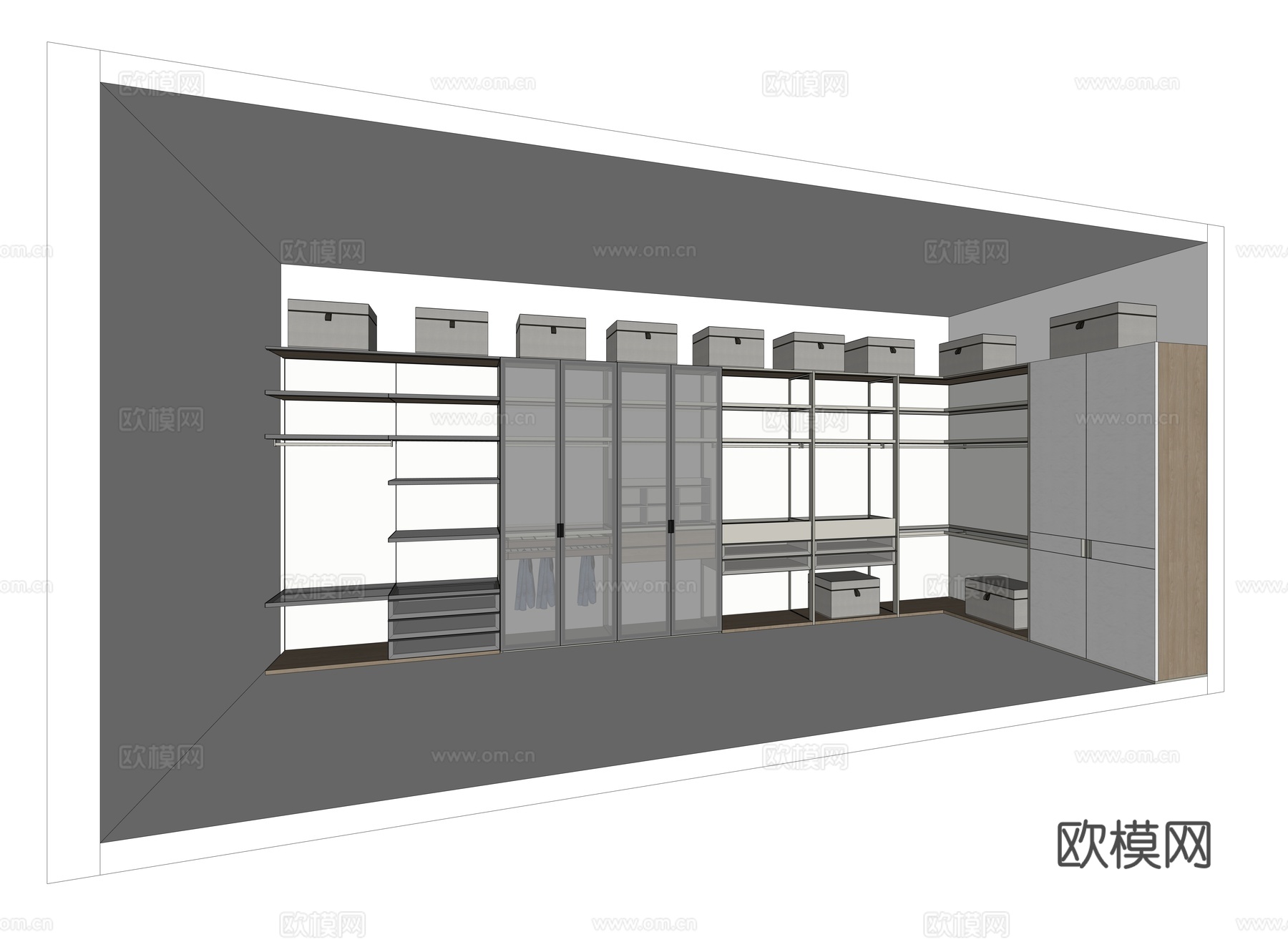壁挂衣柜 转角衣柜su模型