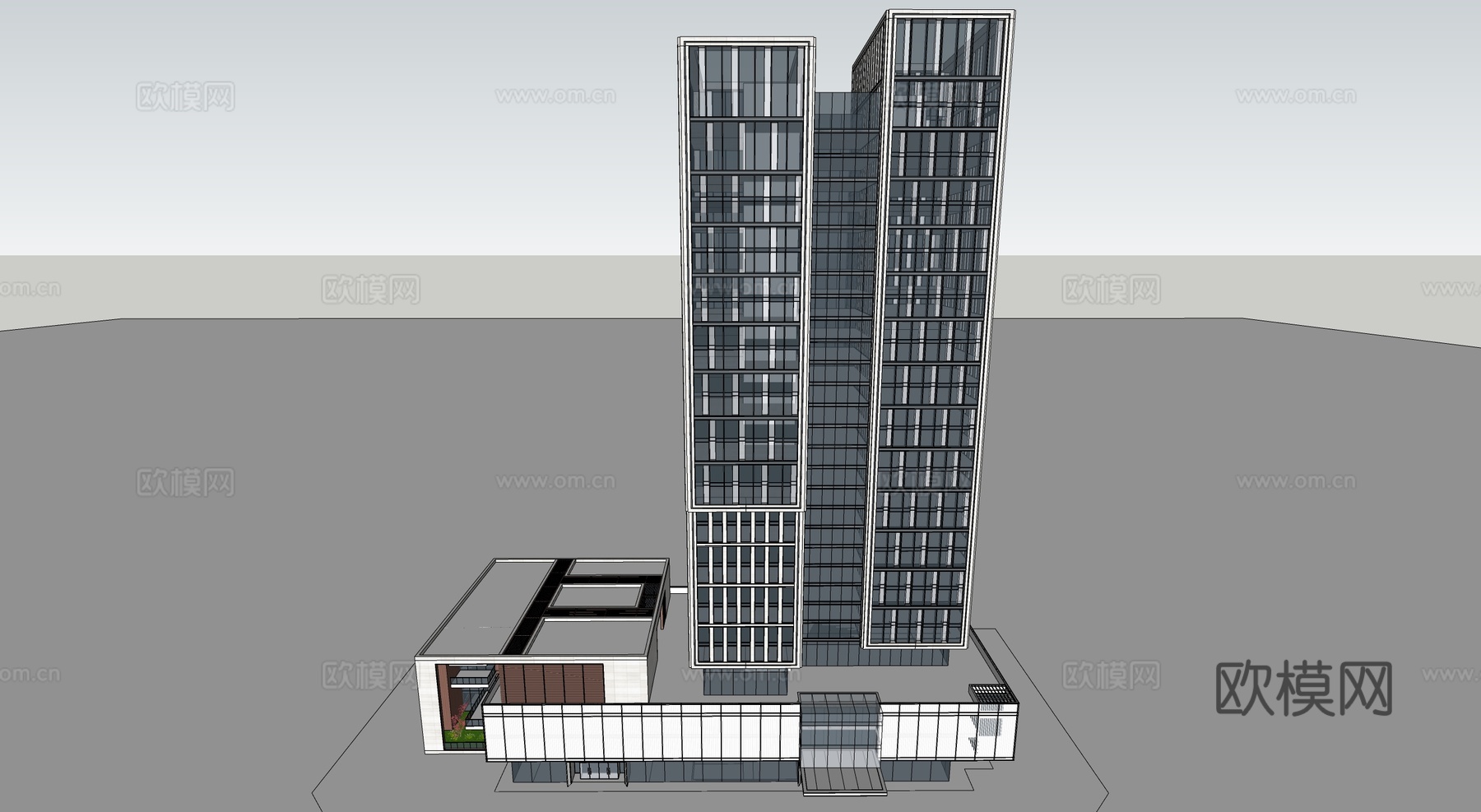 现代高层办公楼 写字楼建筑 商业综合体su模型