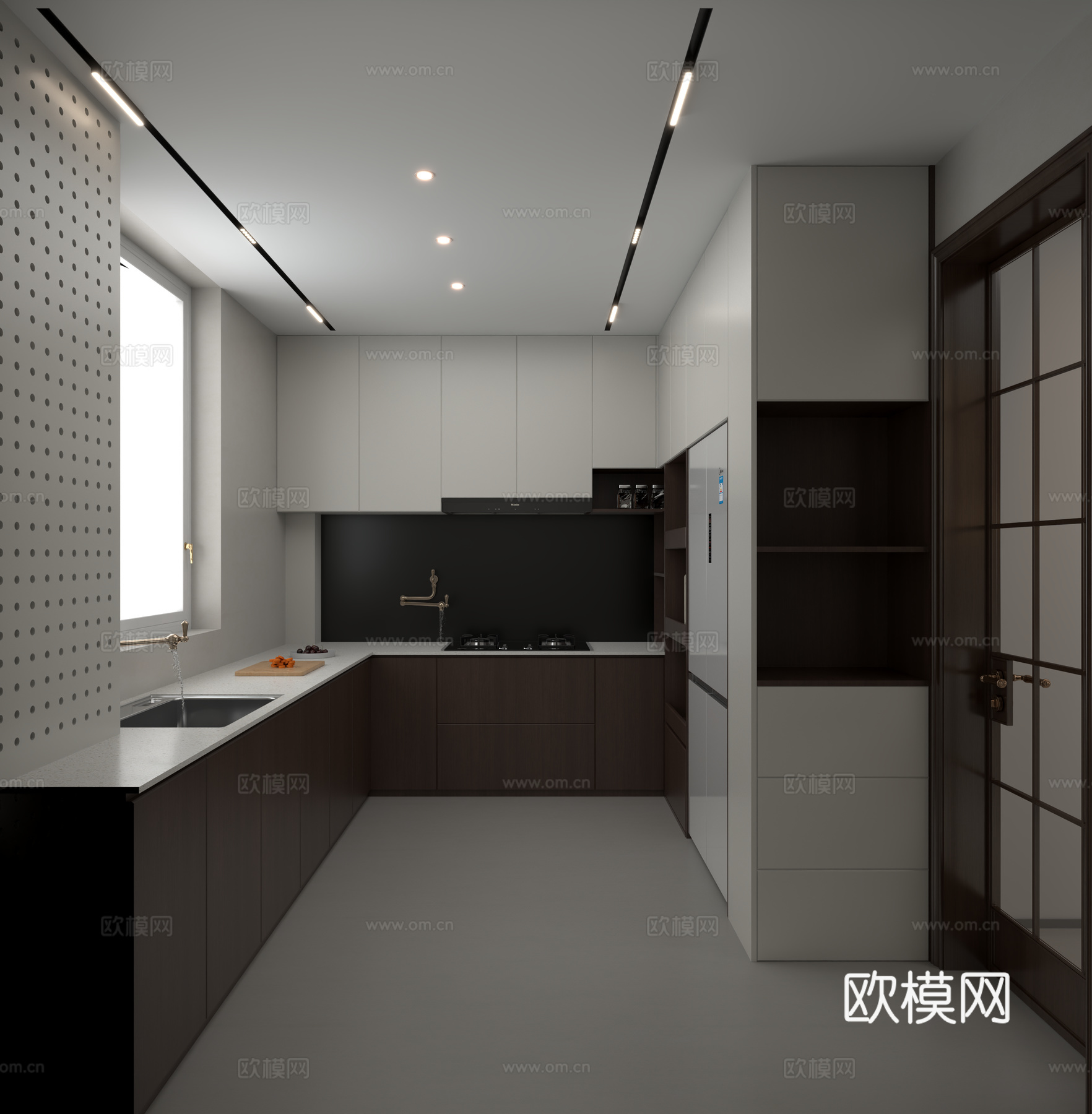 小户型客餐厅3d模型下载（渲染图1）