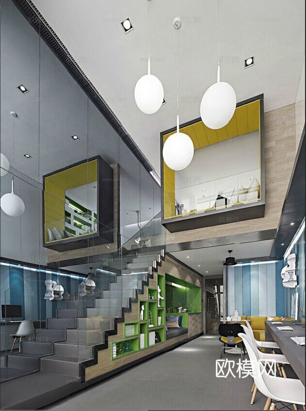 办公室 工作室 最新全套施工图 效果图合集cad施工图