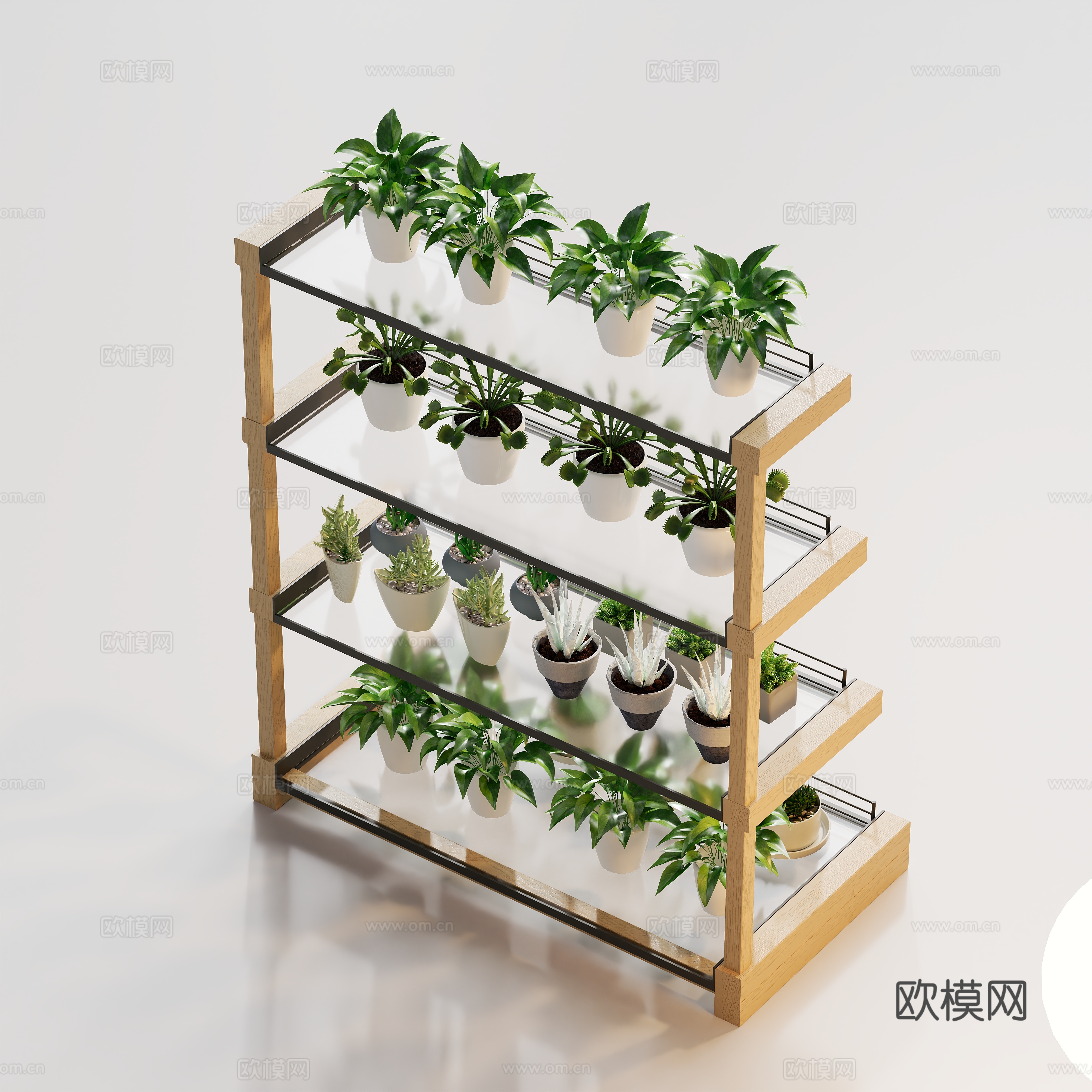 现代花架多肉植物摆件su模型