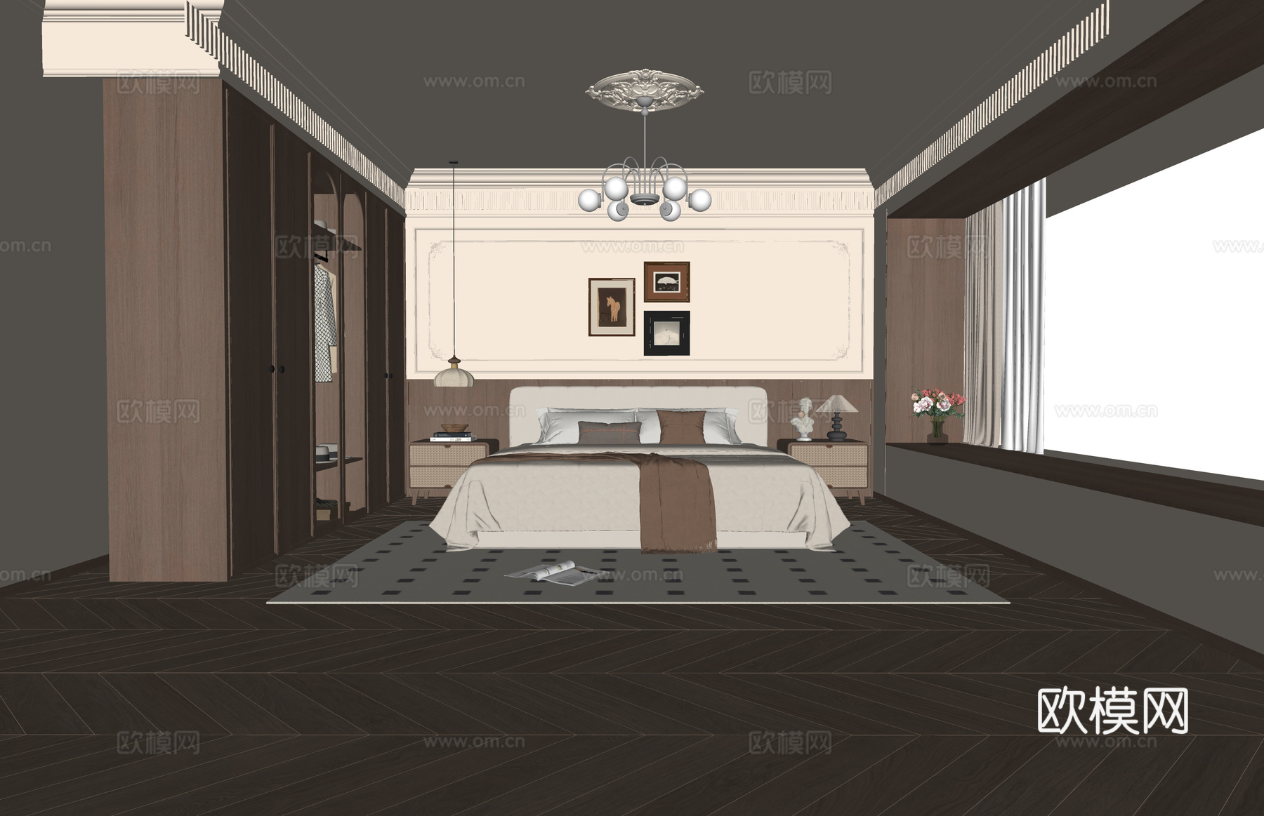 客餐厅 沙发 床 茶室 客厅 书桌 家装 电脑 台灯 书房su模型