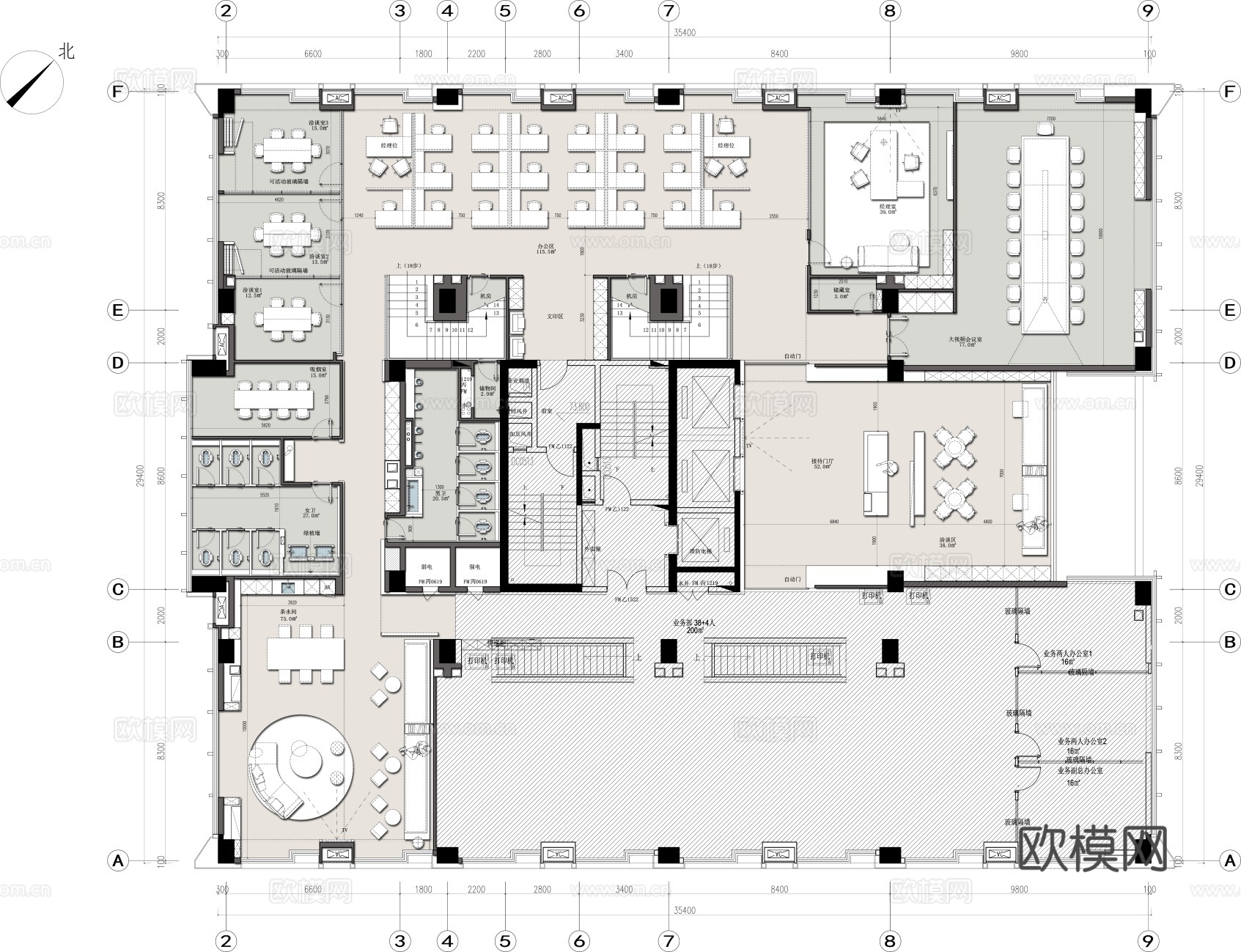 办公楼 最新全套施工图 效果图合集cad施工图