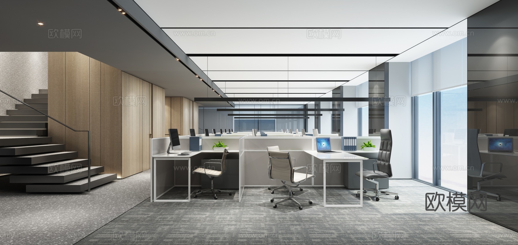 办公楼 最新全套施工图 效果图合集cad施工图