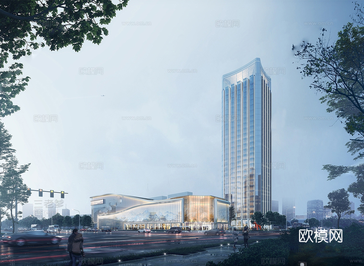 现代高层办公楼 写字楼建筑 商业综合体su模型