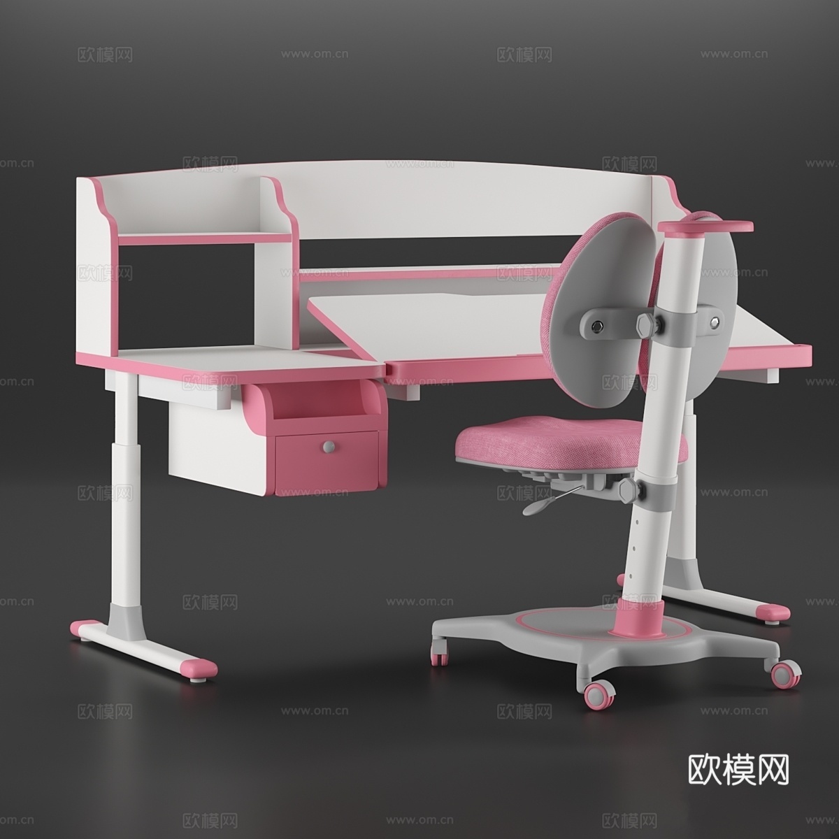 儿童书桌椅套装3d模型下载