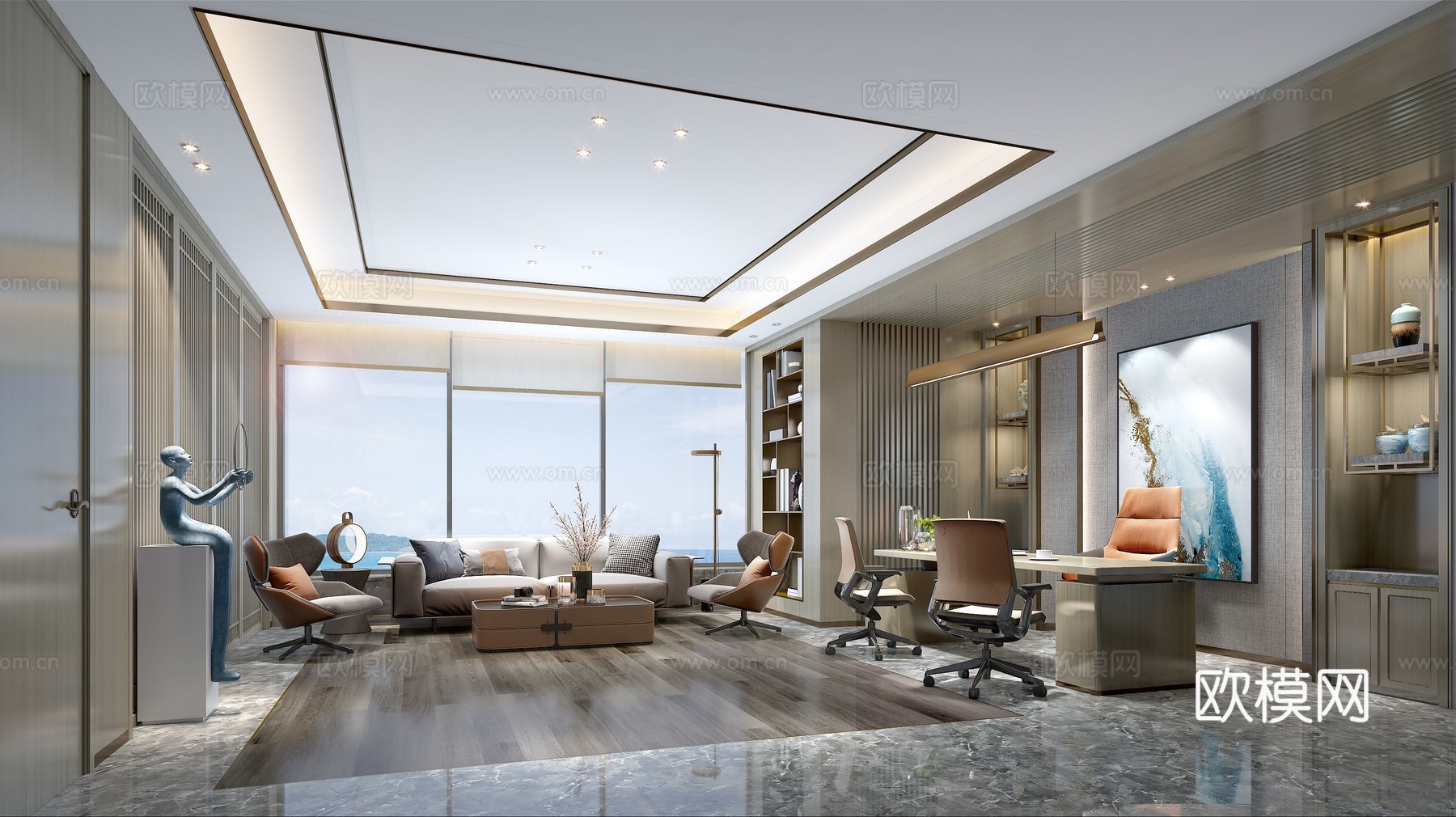 380平办公室 最新全套施工图 效果图合集cad施工图