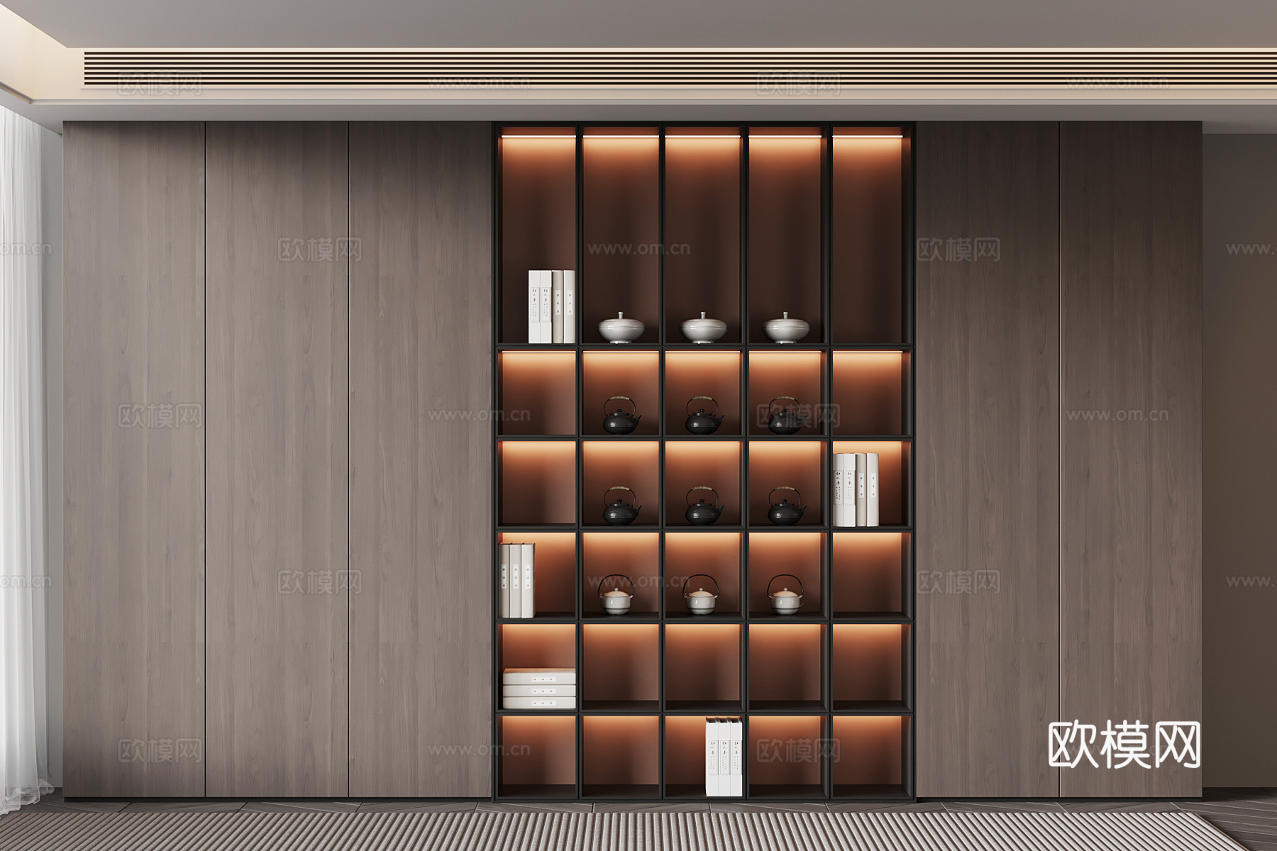 现代意式茶柜su模型