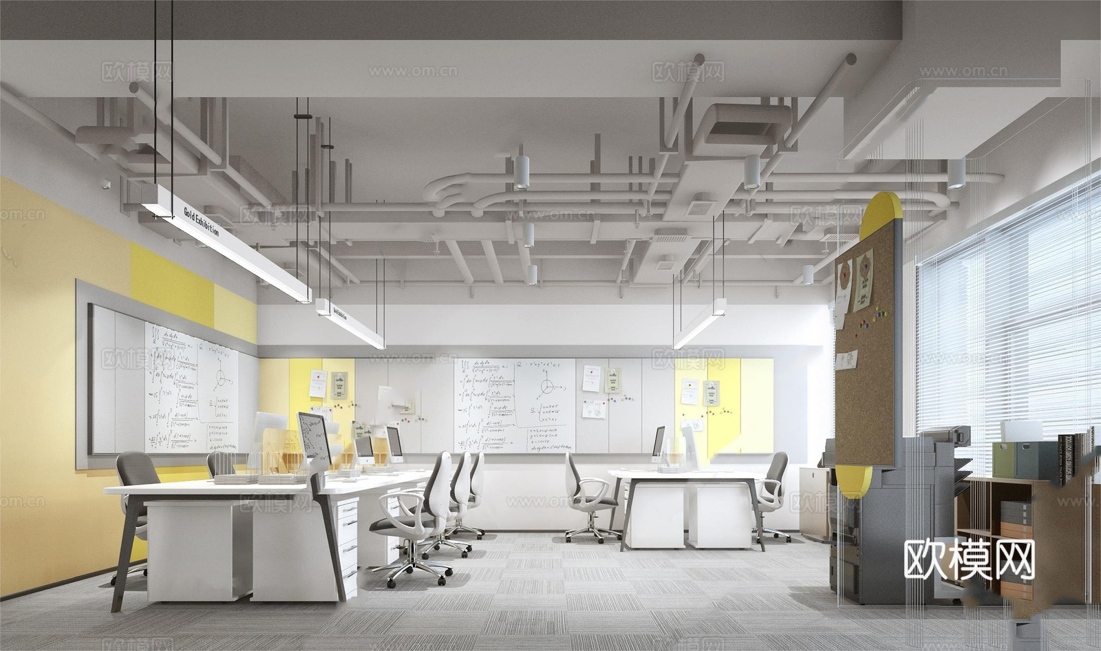 800平办公室 最新全套施工图 效果图合集cad施工图