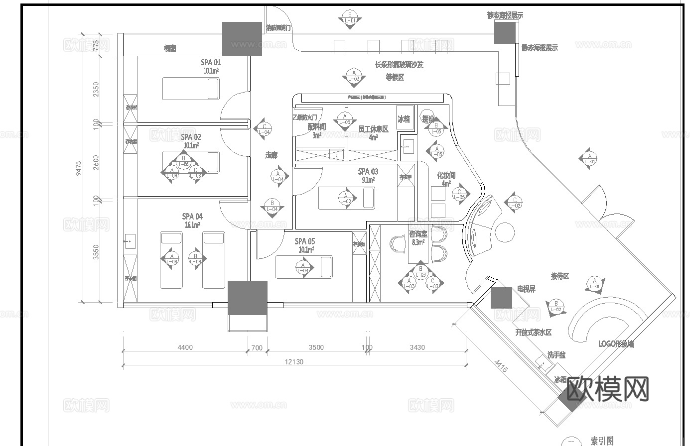 美容院 最新全套施工图 效果图合集cad施工图