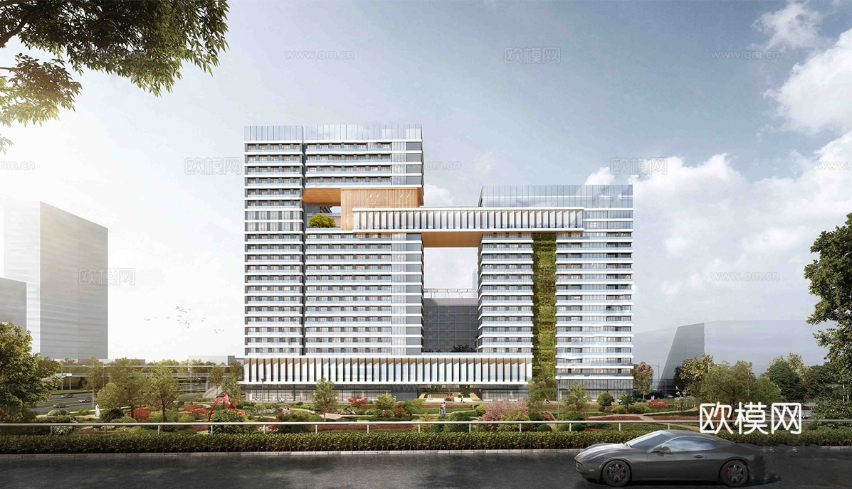 现代高层办公楼 写字楼建筑 商业综合体su模型