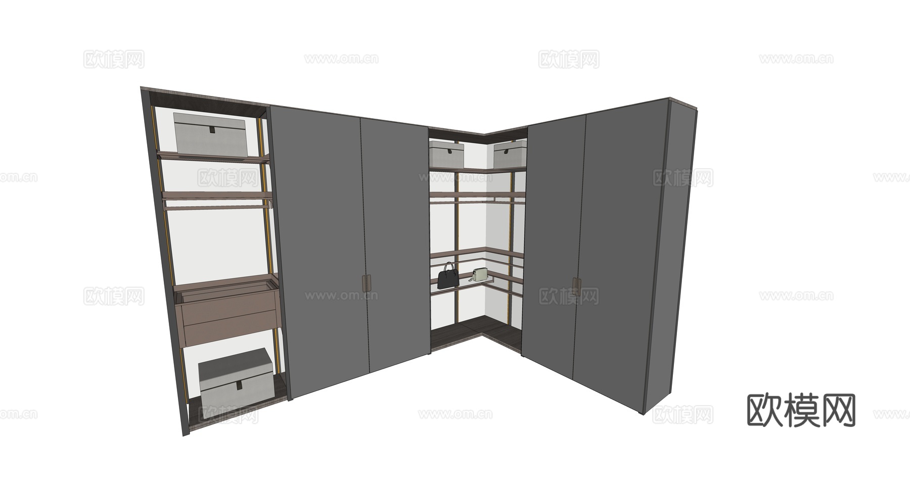 转角衣柜 高定su模型