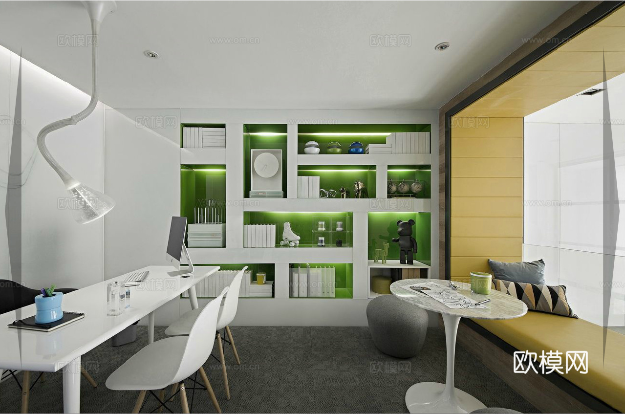 办公室 工作室 最新全套施工图 效果图合集cad施工图