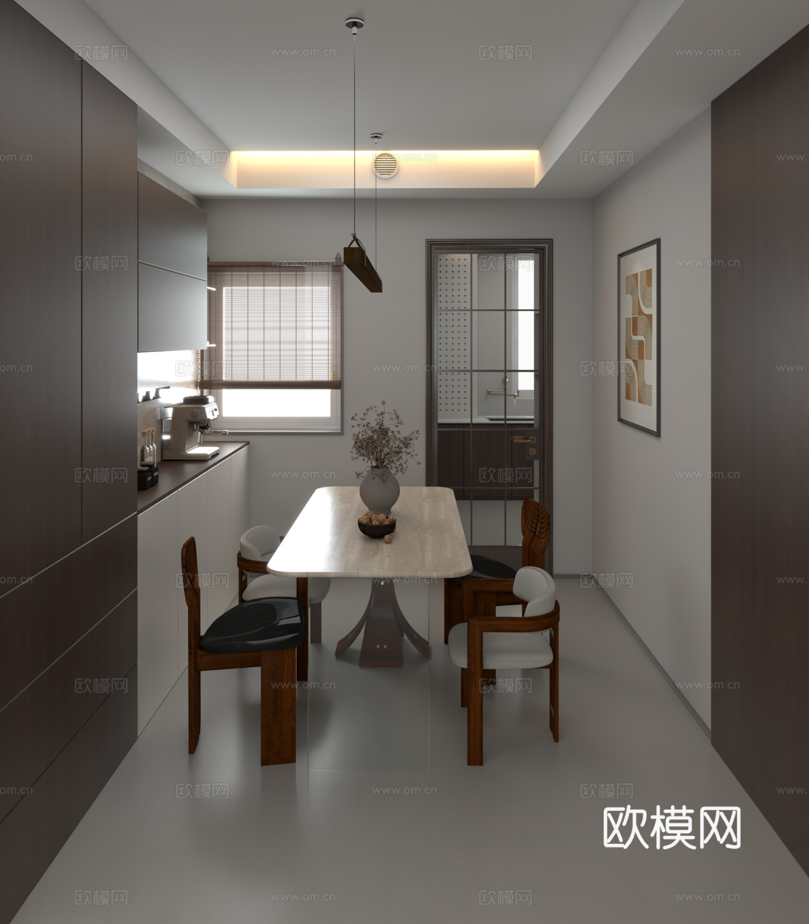 小户型客餐厅3d模型下载（渲染图3）