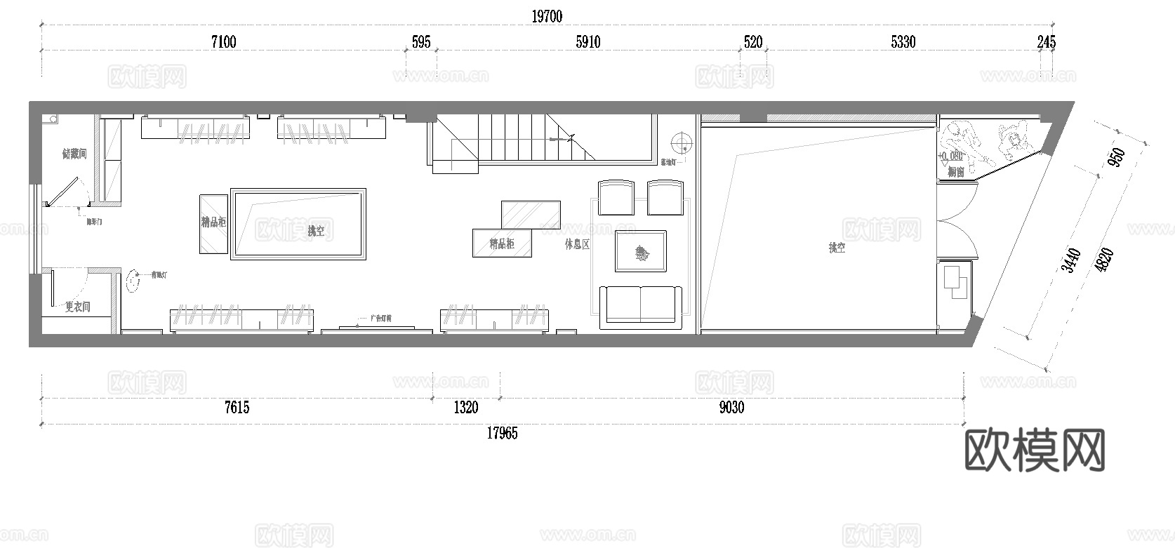 服装店专卖店 最新全套施工图 效果图合集cad施工图