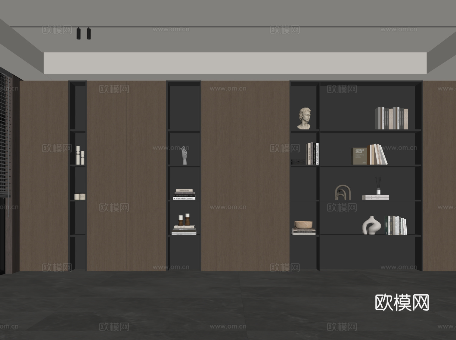 现代意式书柜su模型