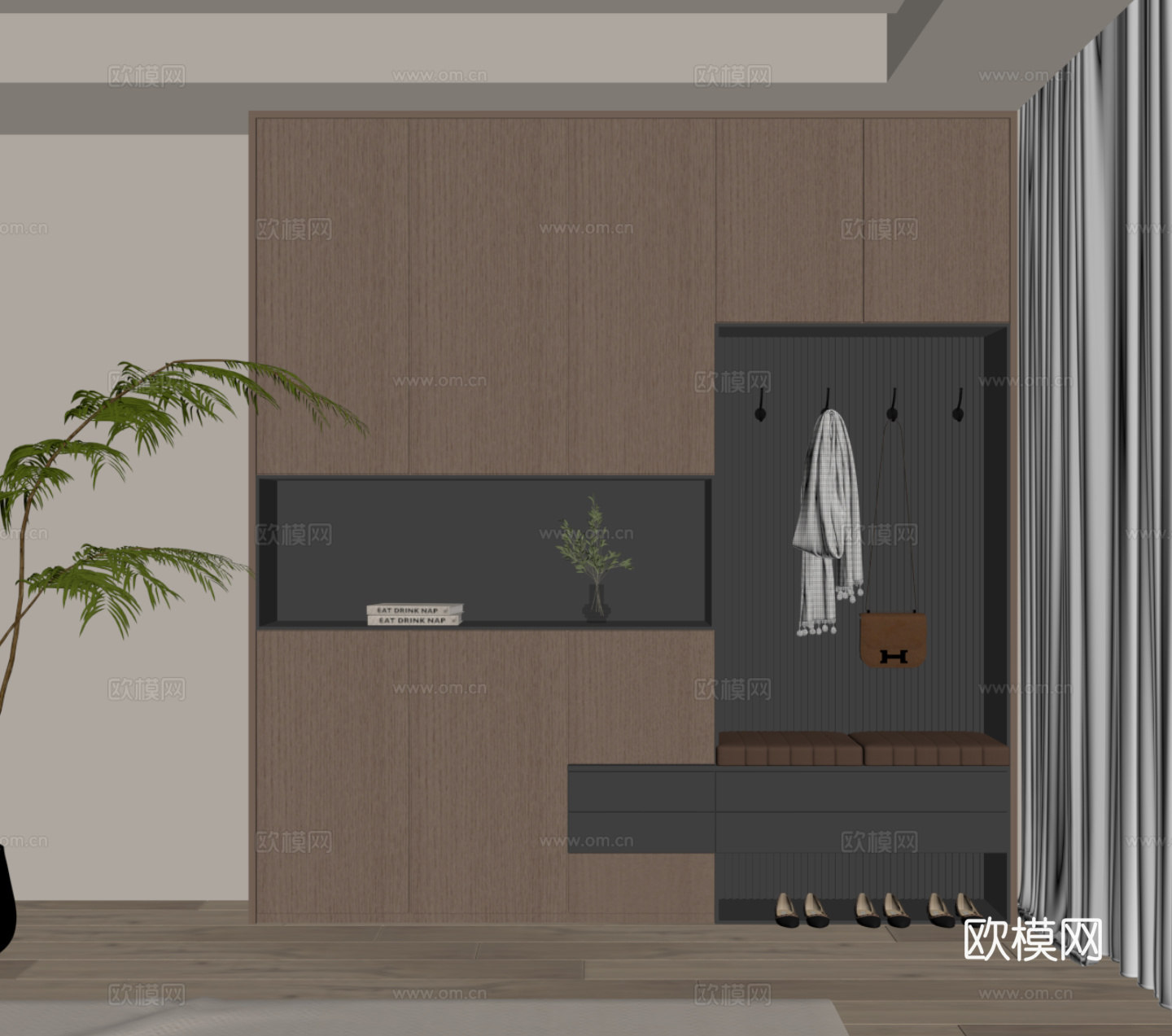 现代意式鞋柜 入户鞋柜su模型