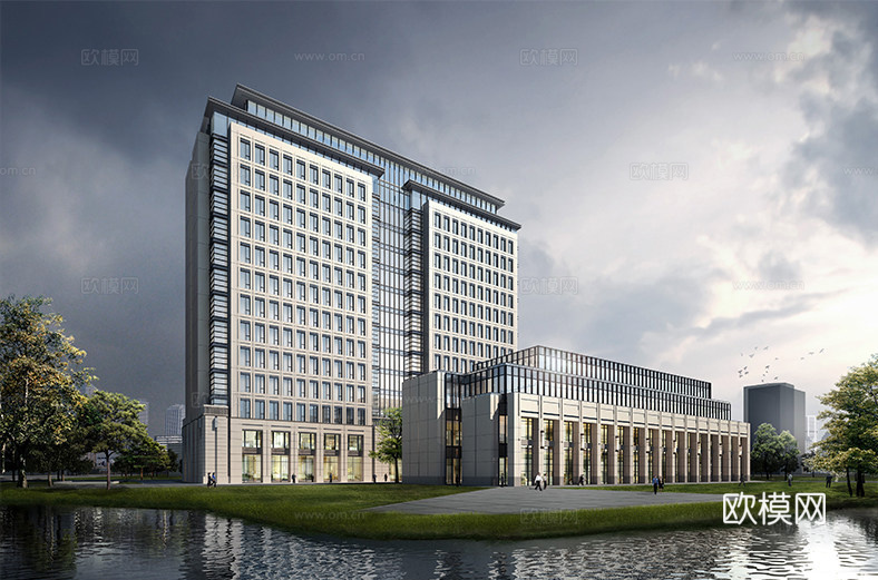 现代高层办公楼 写字楼建筑 商业综合体 企业总部大楼su模型