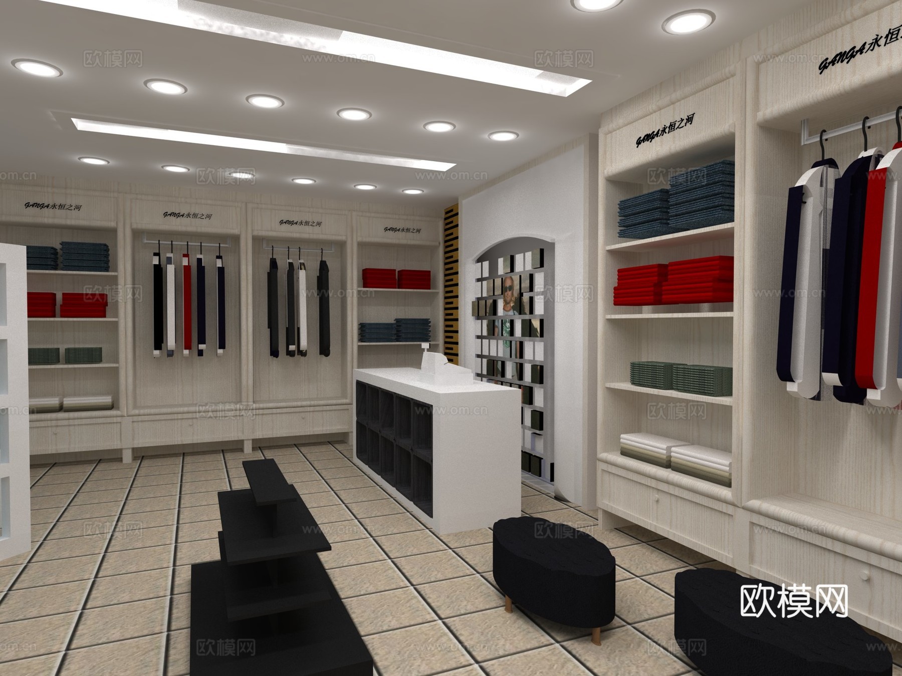 服装店专卖店 最新全套施工图 效果图合集cad施工图