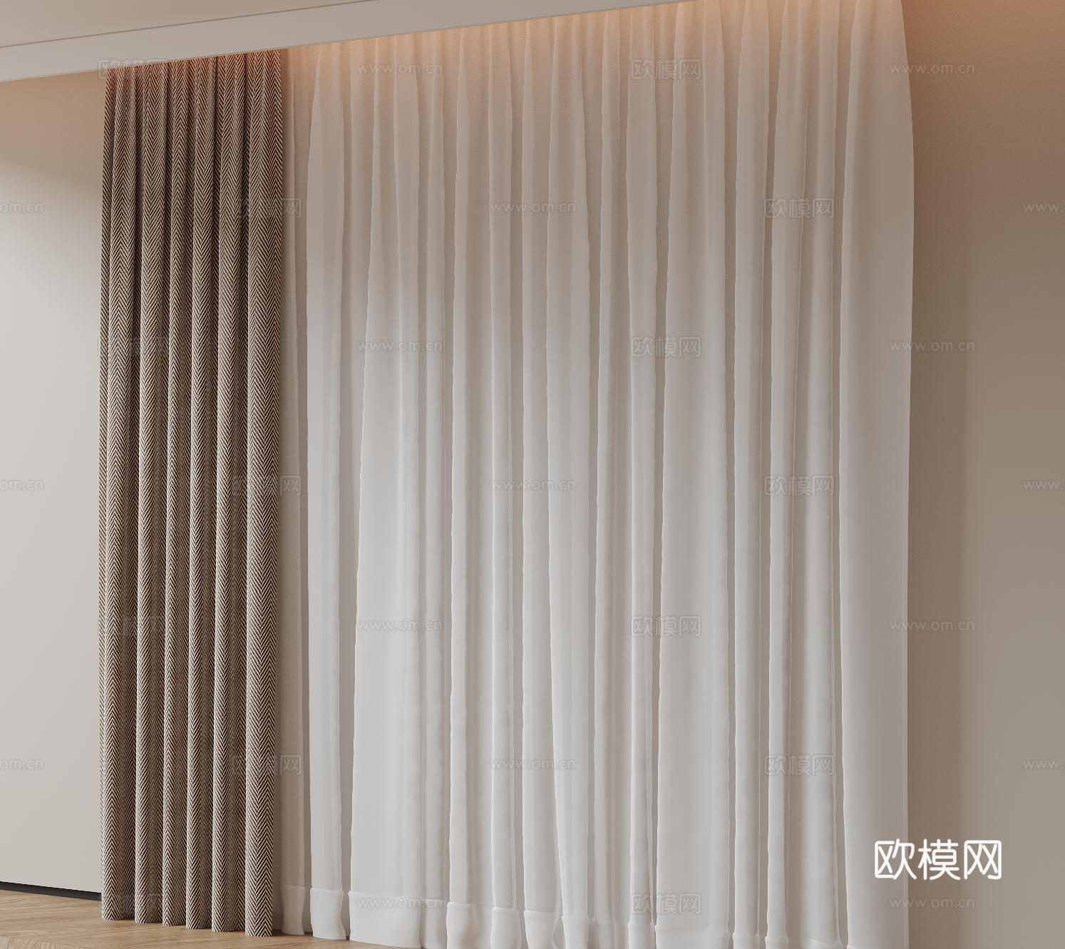 现代通用窗帘 中古布帘窗纱 纱帘 百叶帘 素色帘 纯色窗帘su模型