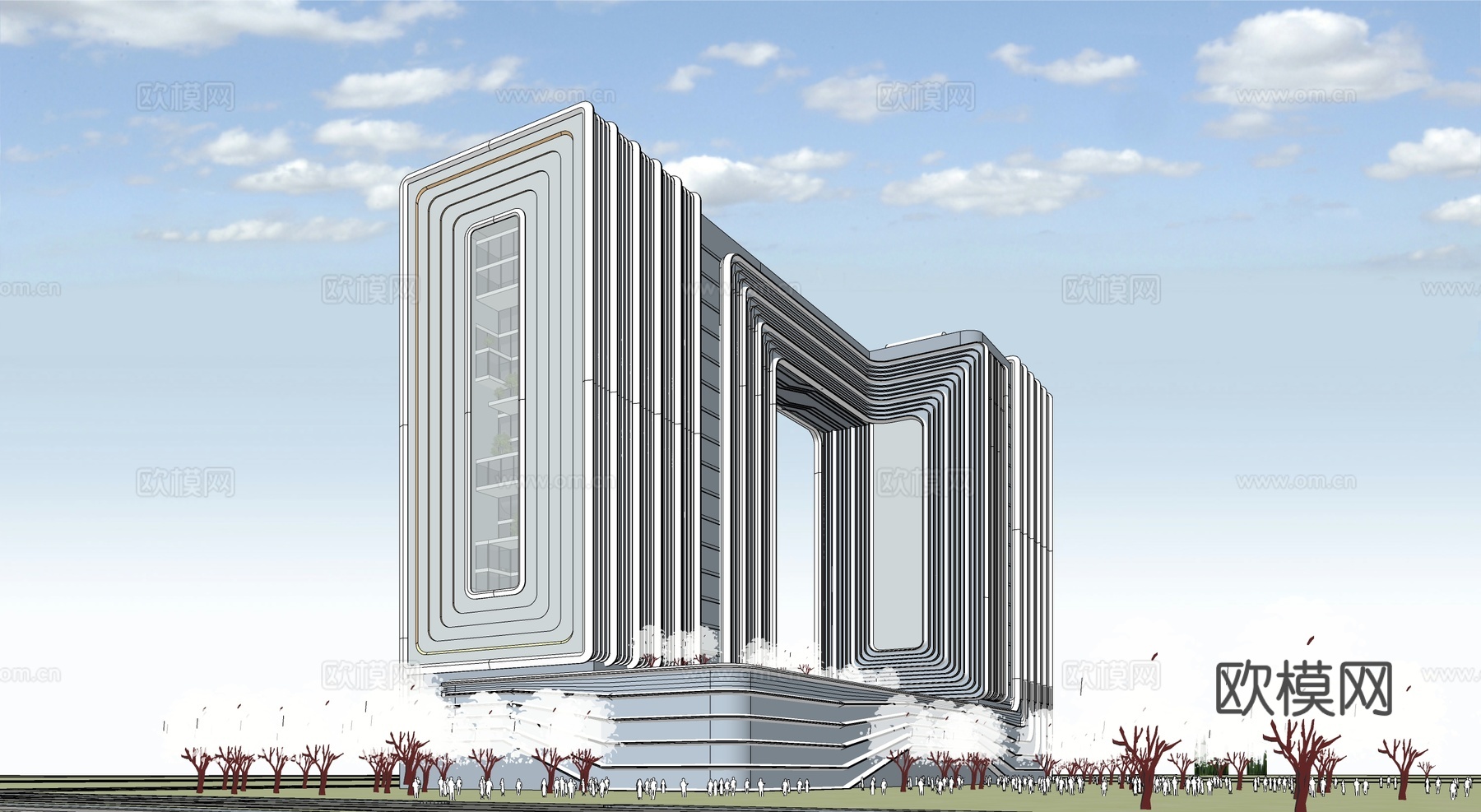 现代高层办公楼 写字楼建筑 商业综合体su模型