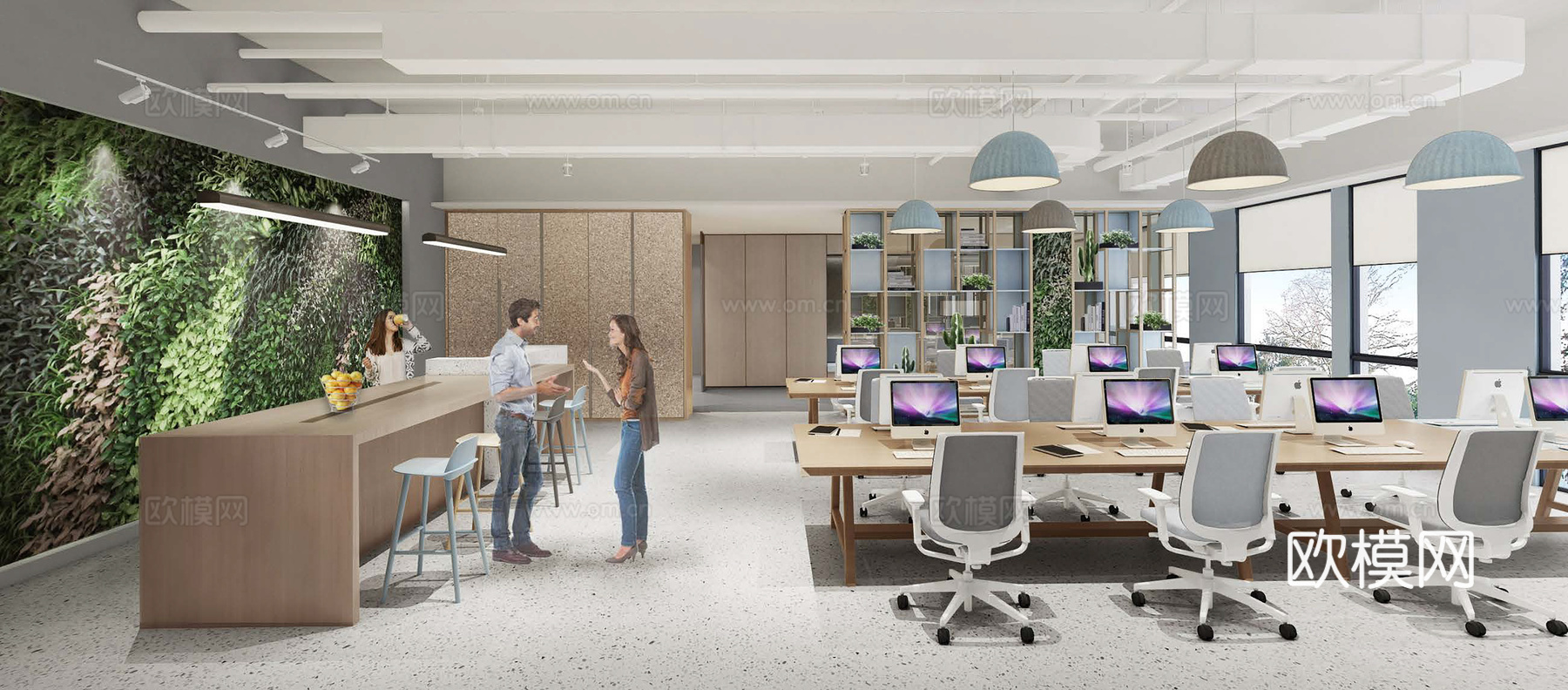 办公室 工作室 最新全套施工图 效果图合集cad施工图