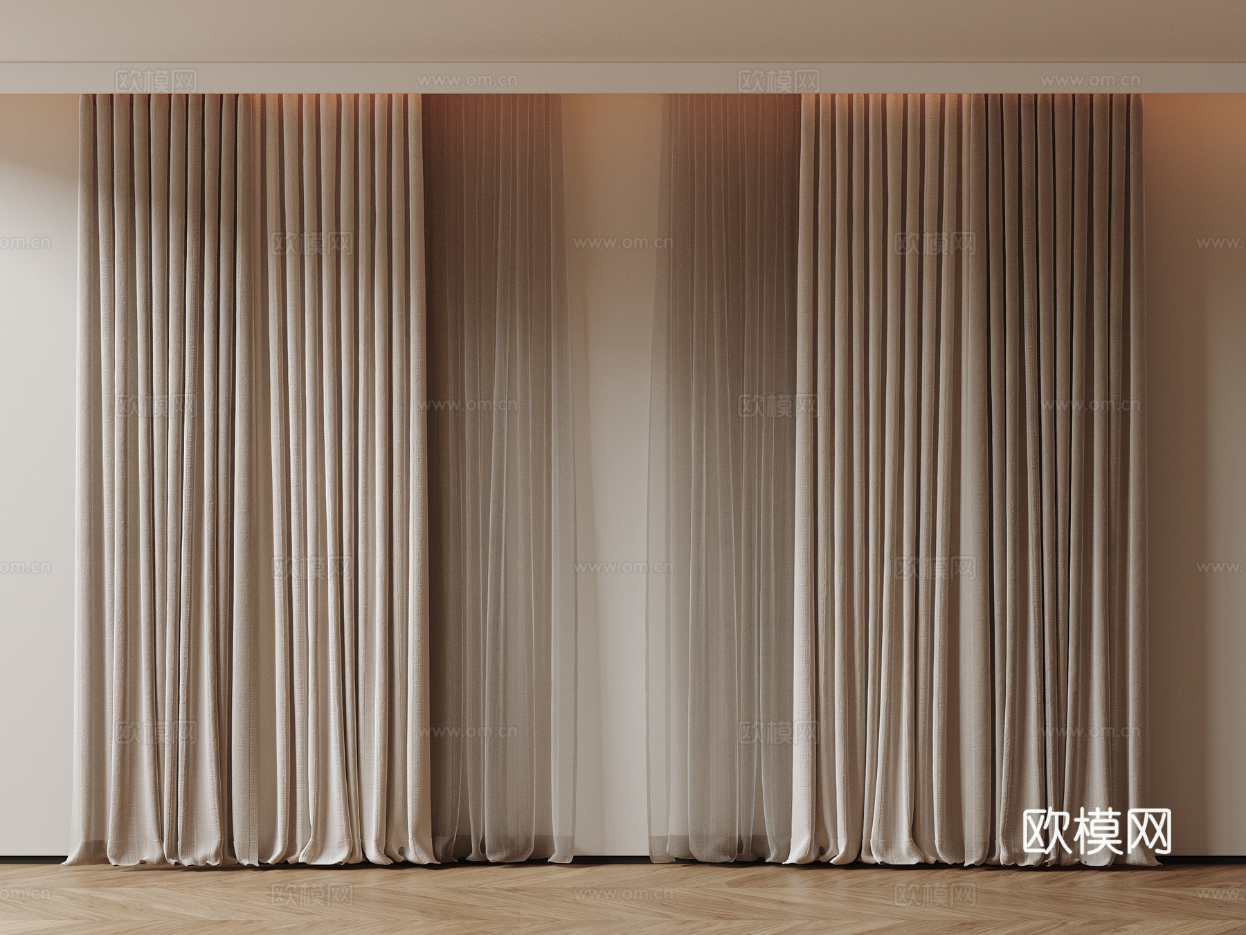 现代通用窗帘 中古布帘窗纱 纱帘 百叶帘 素色帘 纯色窗帘su模型