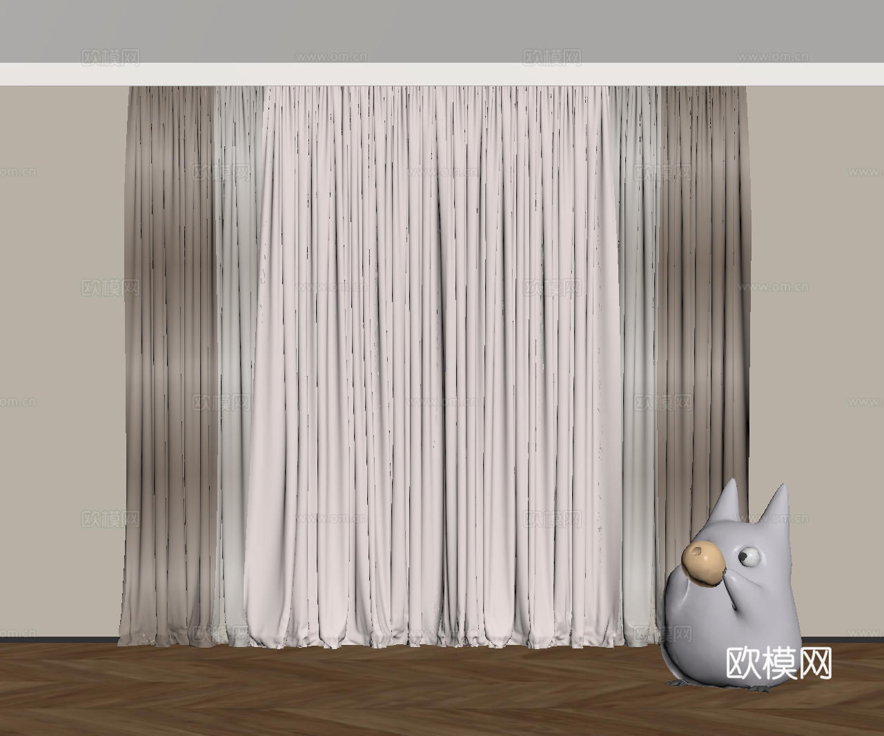 现代通用窗帘 中古布帘窗纱 纱帘 百叶帘 素色帘 纯色窗帘su模型