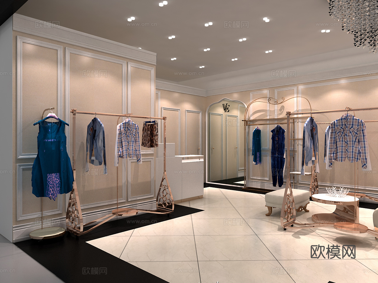 服装店专卖店 最新全套施工图 效果图合集cad施工图