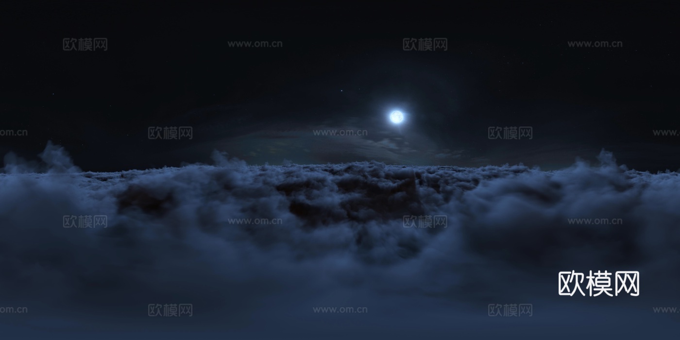 晚上 云层 月亮太空HDR
