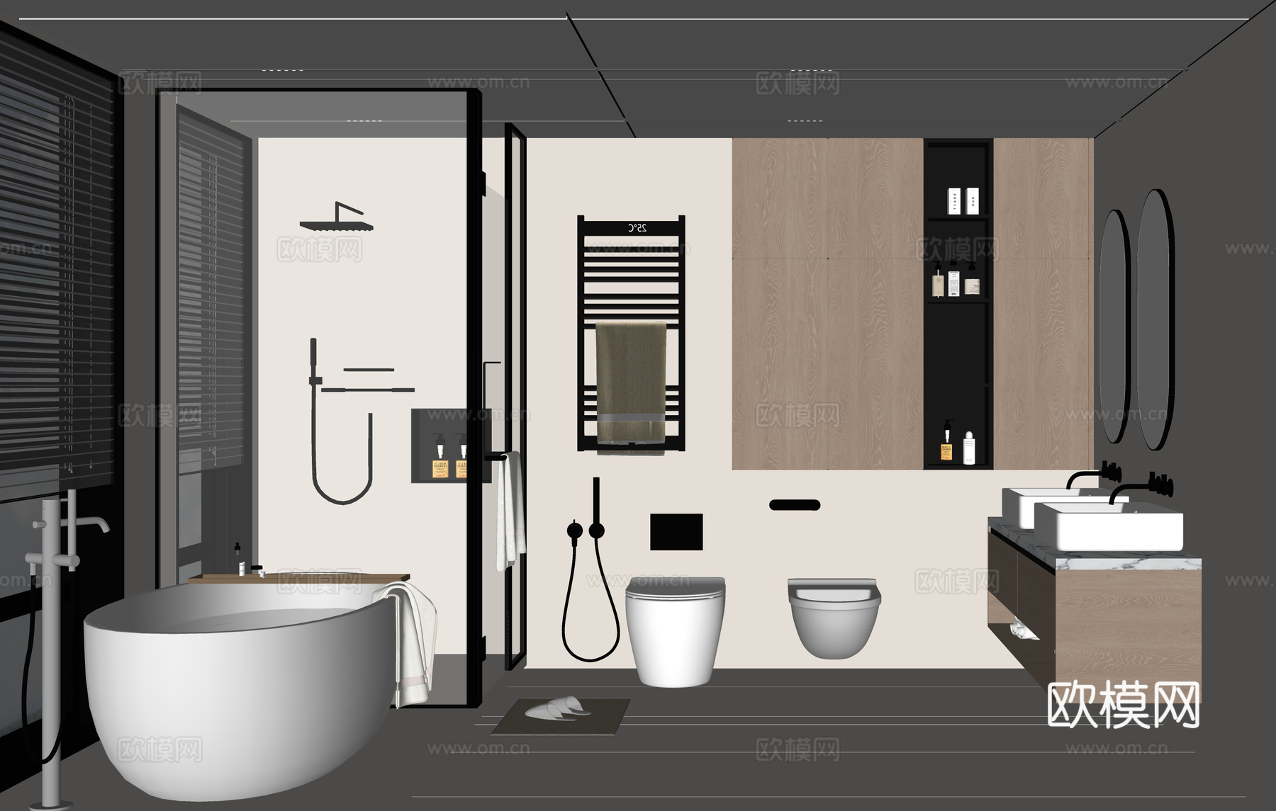 现代卫生间 别墅卫生间su模型