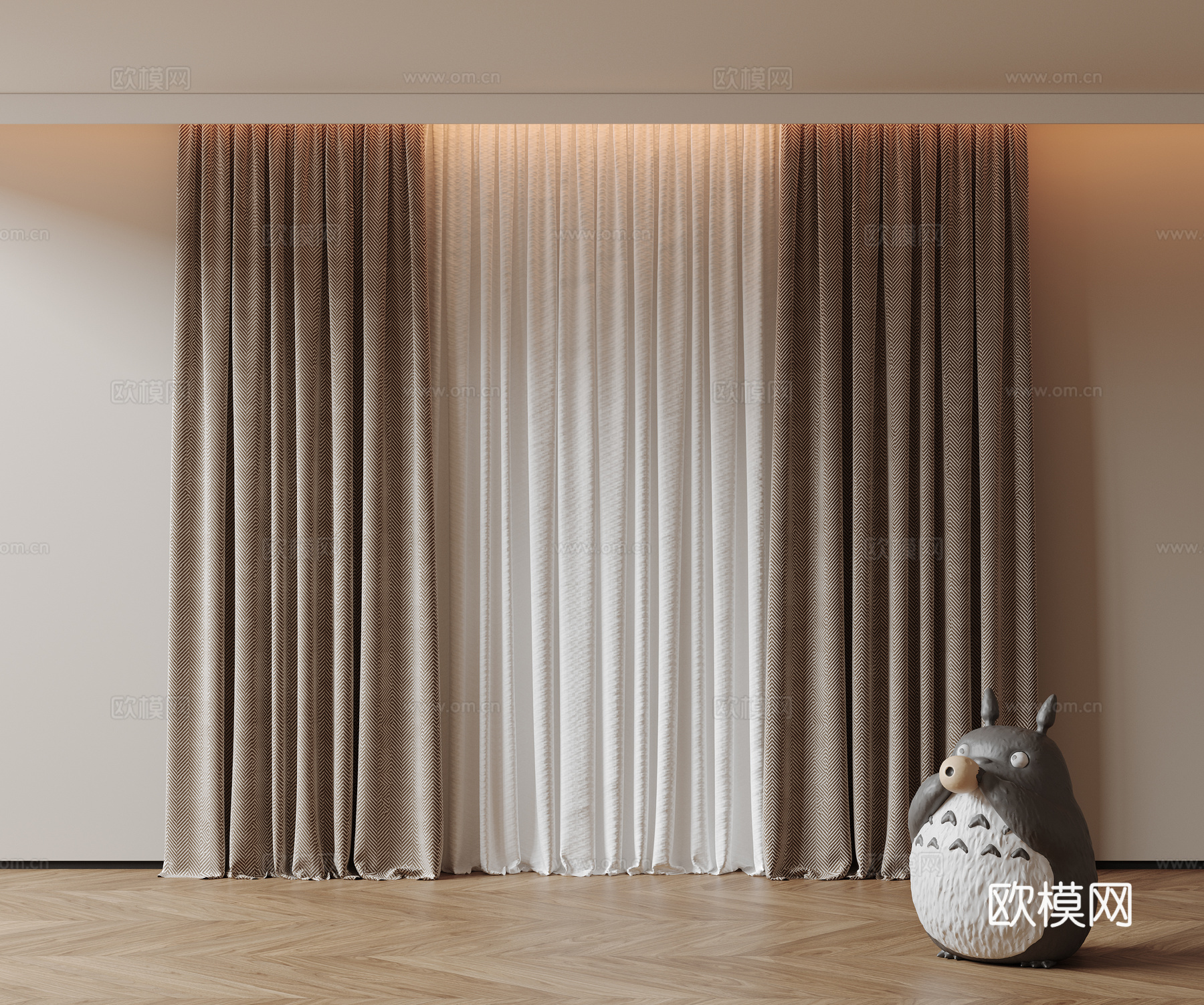 现代通用窗帘 中古布帘窗纱 纱帘 百叶帘 素色帘 纯色窗帘su模型