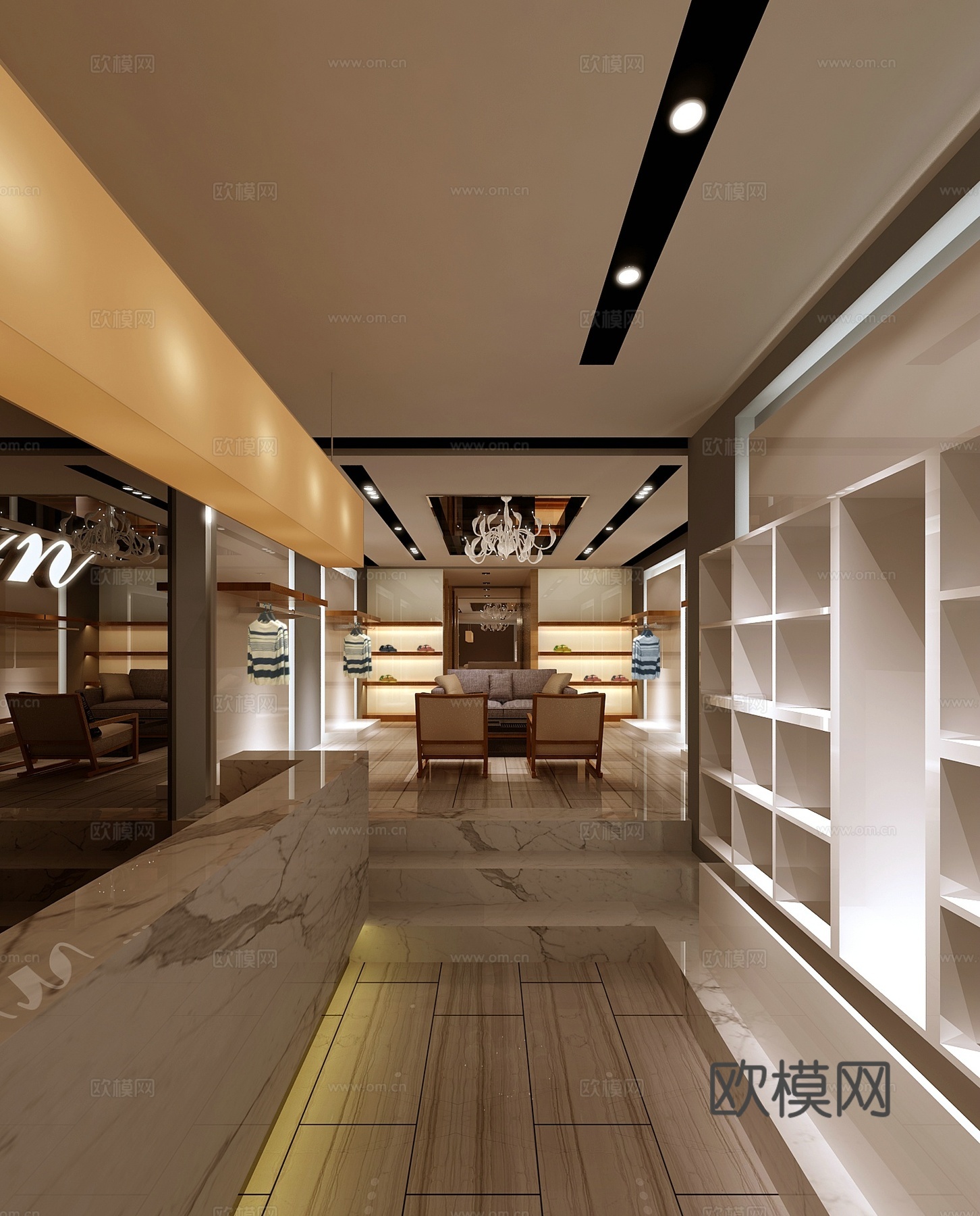 服装店专卖店 最新全套施工图 效果图合集cad施工图