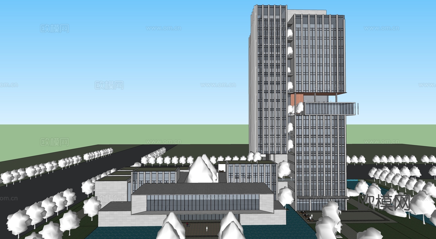 现代高层办公楼 写字楼建筑 商业综合体su模型